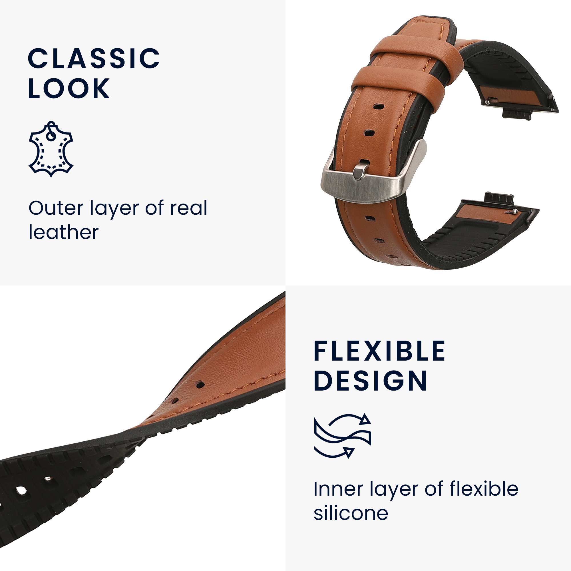 Řemínek pro Huawei Watch Fit 3 / Fit 4 kwmobile silikonové - hnědá / černá