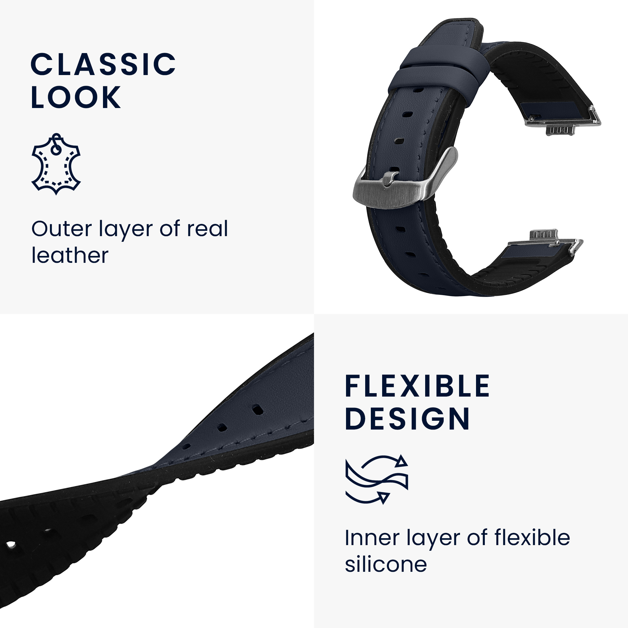 Řemínek pro Huawei Watch Fit 3 / Fit 4 kwmobile silikonové - tmavě modrá