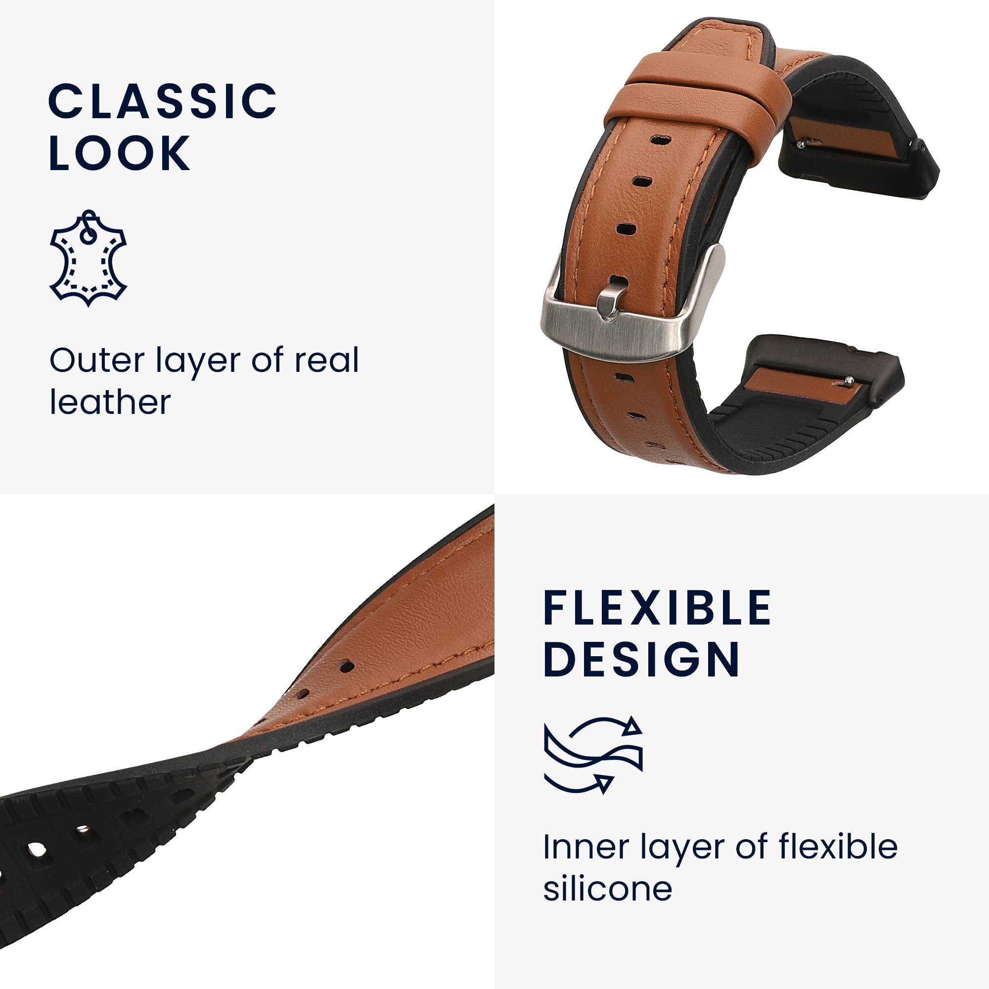 kwmobile řemínek k hodinkám Redmi Watch 3 Active / Redmi Watch 3 Lite - hnědá / černá