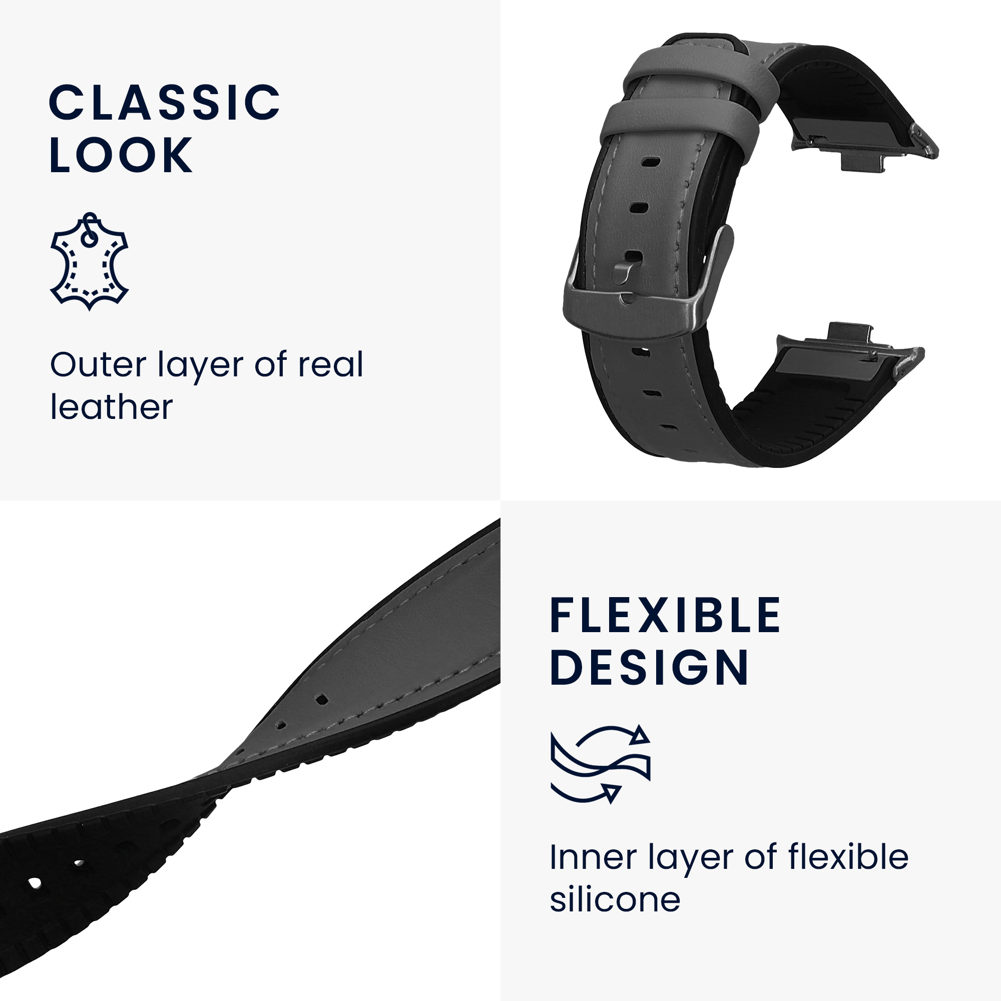 Řemínek pro Xiaomi Redmi Watch 5 & 4 / Smart Band 8 Pro / Smart Band 9 Pro kwmobile silikonové - šedá