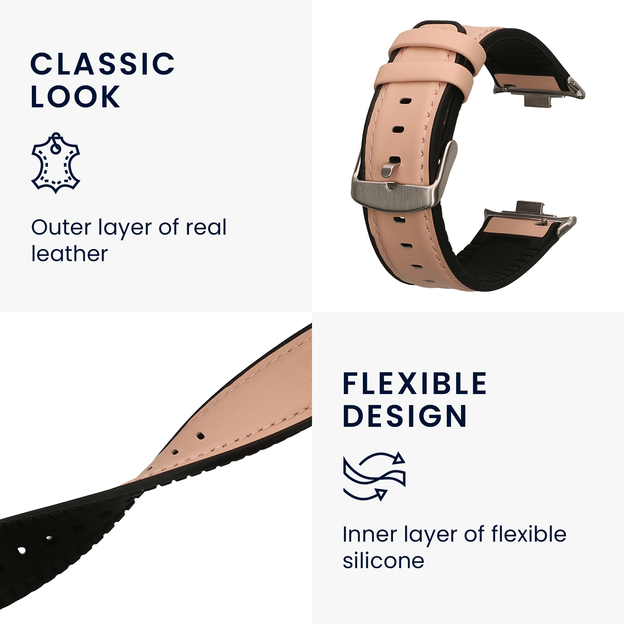 Řemínek pro Xiaomi Redmi Watch 5 & 4 / Smart Band 8 Pro / Smart Band 9 Pro kwmobile silikonové - starorůžová