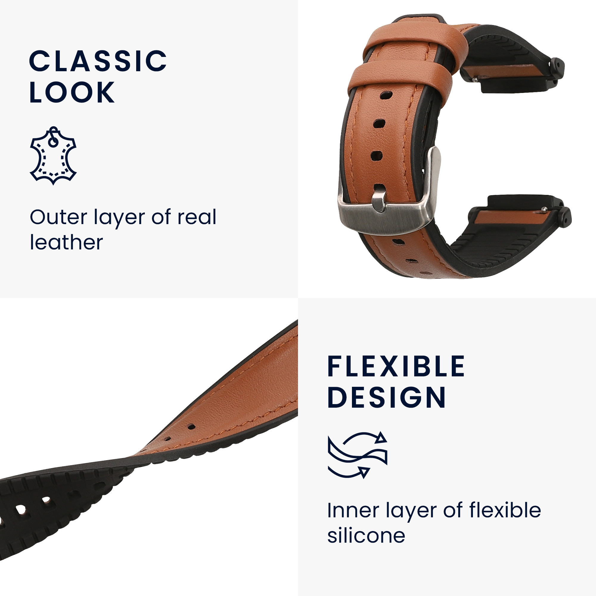 Řemínek pro Amazfit Active Edge (A2212) / Active Edge (A2213) kwmobile - hnědá a černá