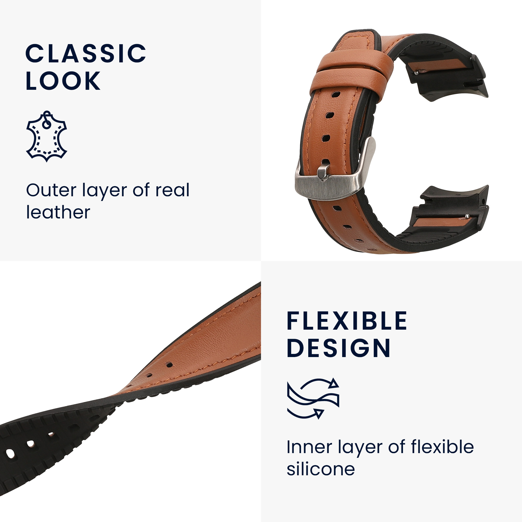 Řemínek kwmobile pro OnePlus Watch 3 / 2 / 2R / Oppo Watch X2 - hnědá / černá