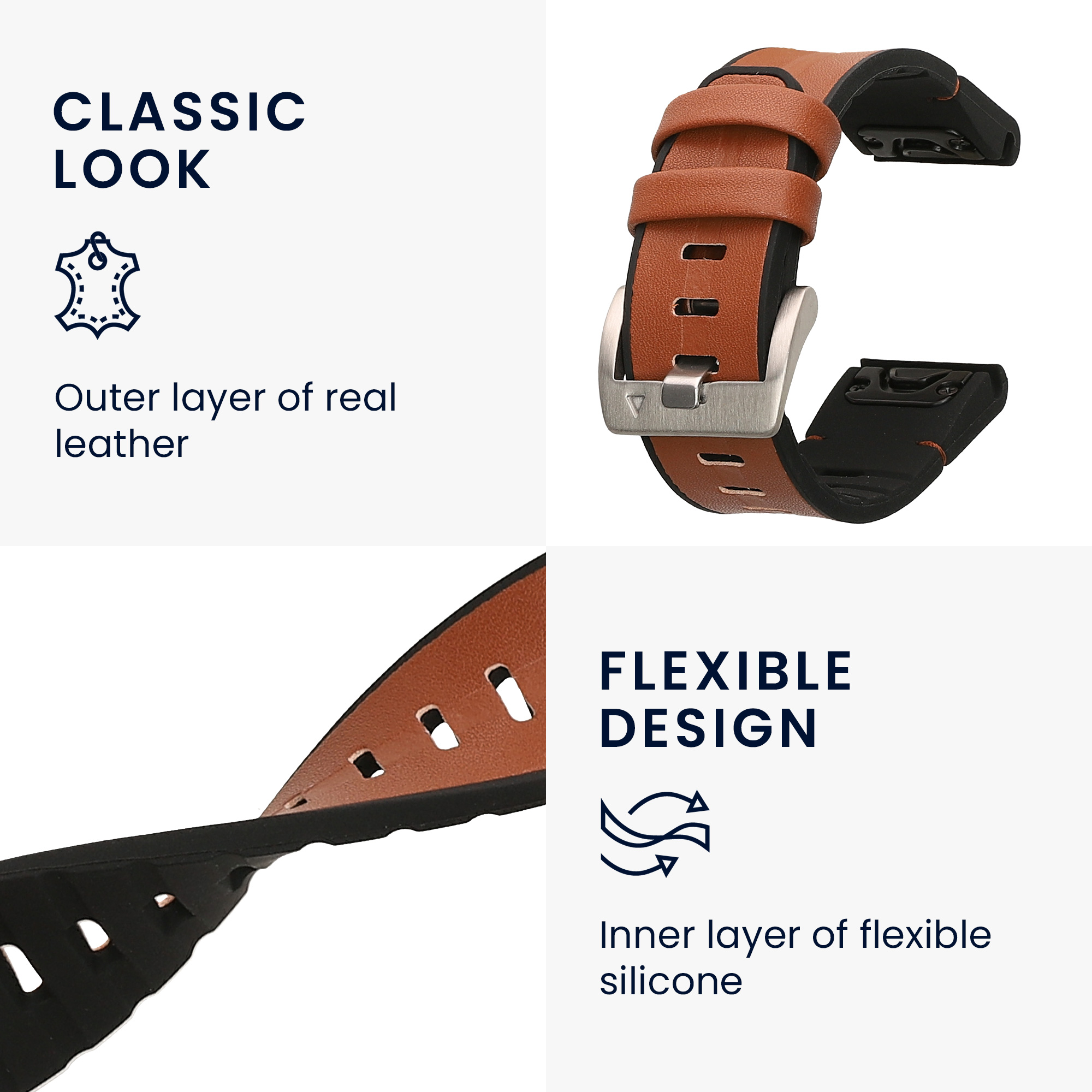 Řemínek Garmin 22mm Fenix 8 47mm/Tactix 8 47mm/Instinct 45mm... 22mm kwmobile TPU hnědý/černý