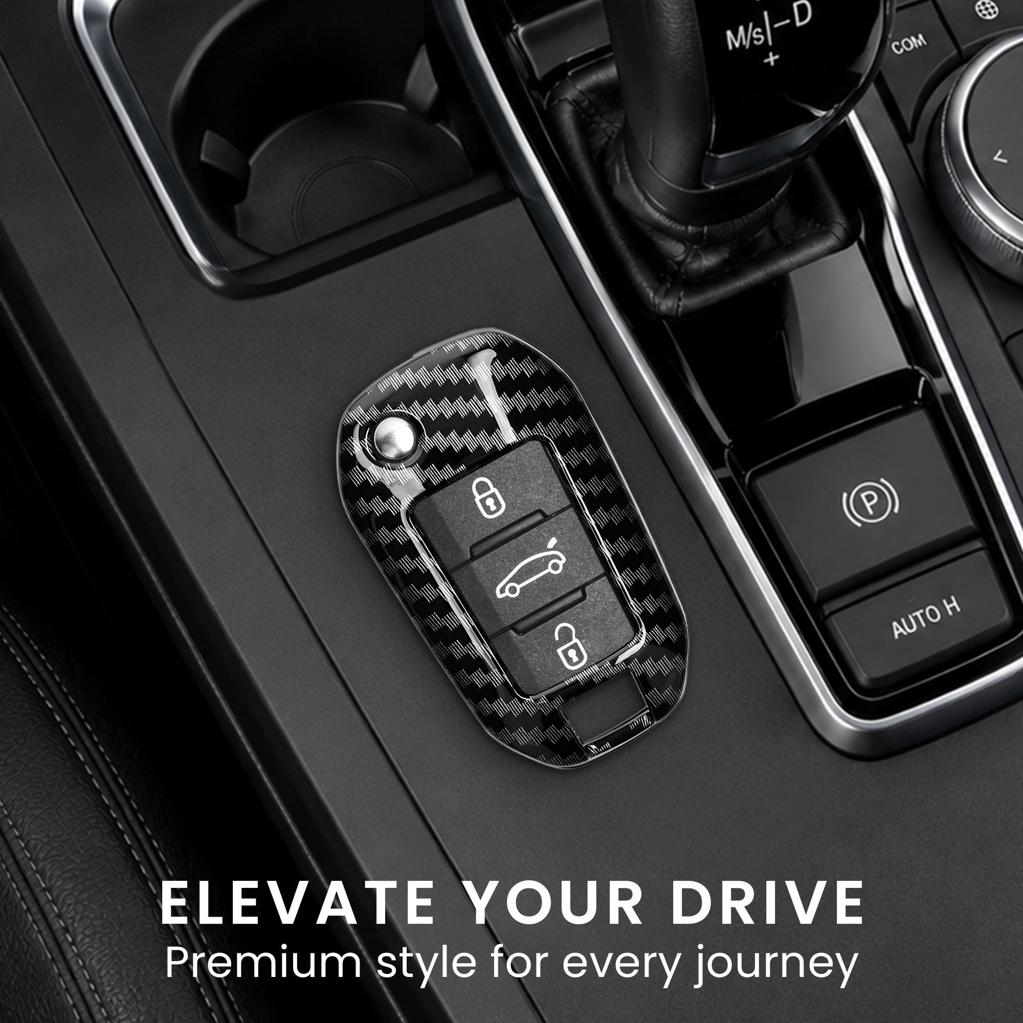 Pouzdro na klíč od auta Peugeot 3 Button Car Flip Key kwmobile - karbonově černá