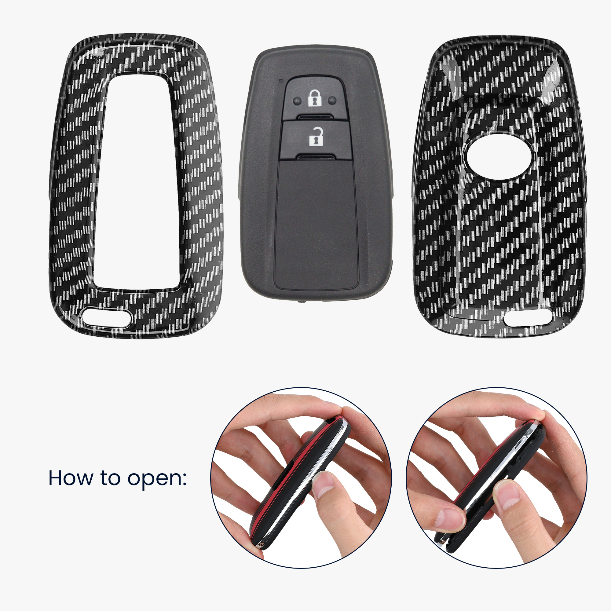 Pouzdro na klíč od auta Toyota 2 Button Car Key Smart Key kwmobile - karbonově černá