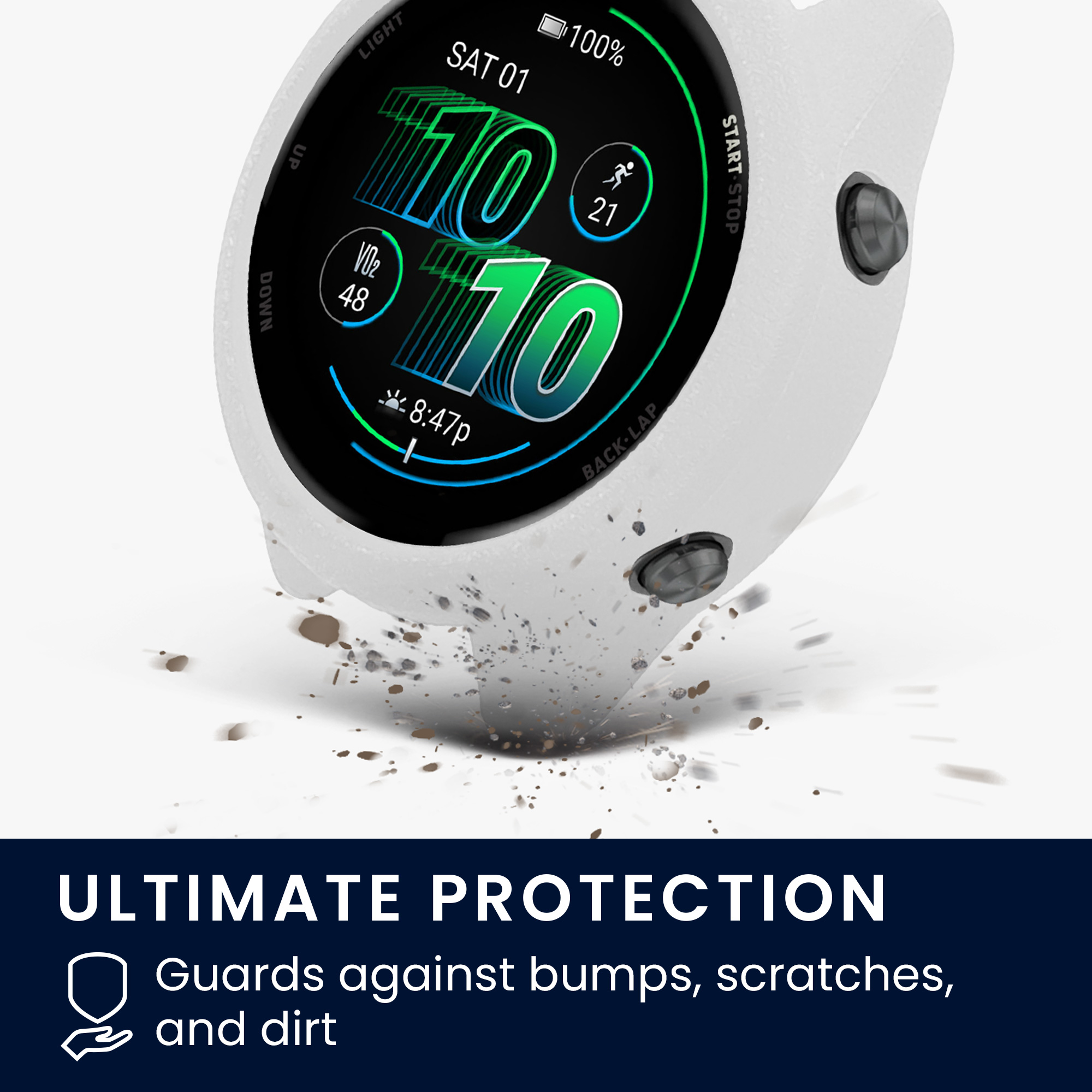 Pouzdro na chytré hodinky s ochranou hran pro Garmin Forerunner 570 42mm kwmobile TPU - bílá