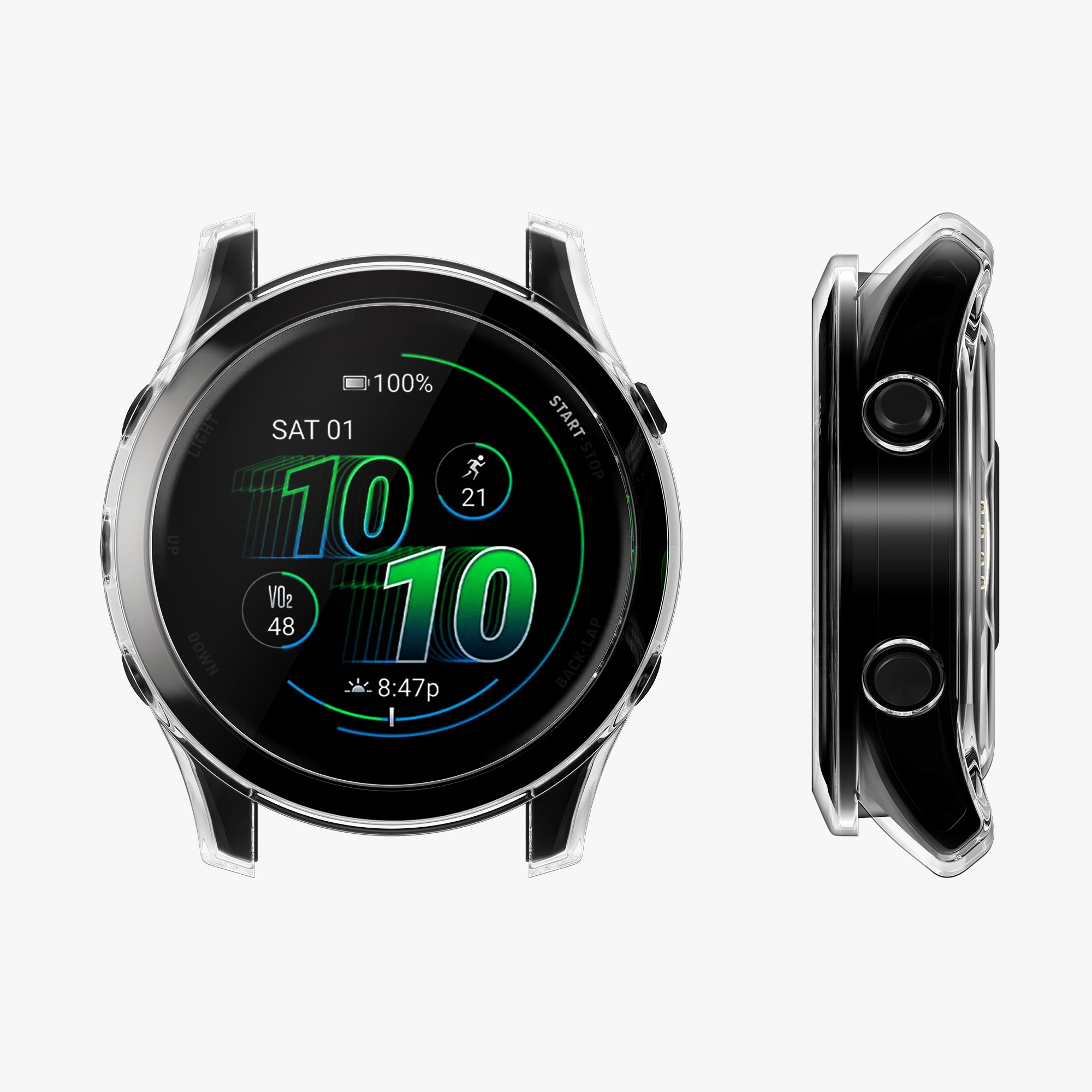 Silikonový rámeček Garmin Forerunner 570 42mm kwmobile 2 ks černá / tran
