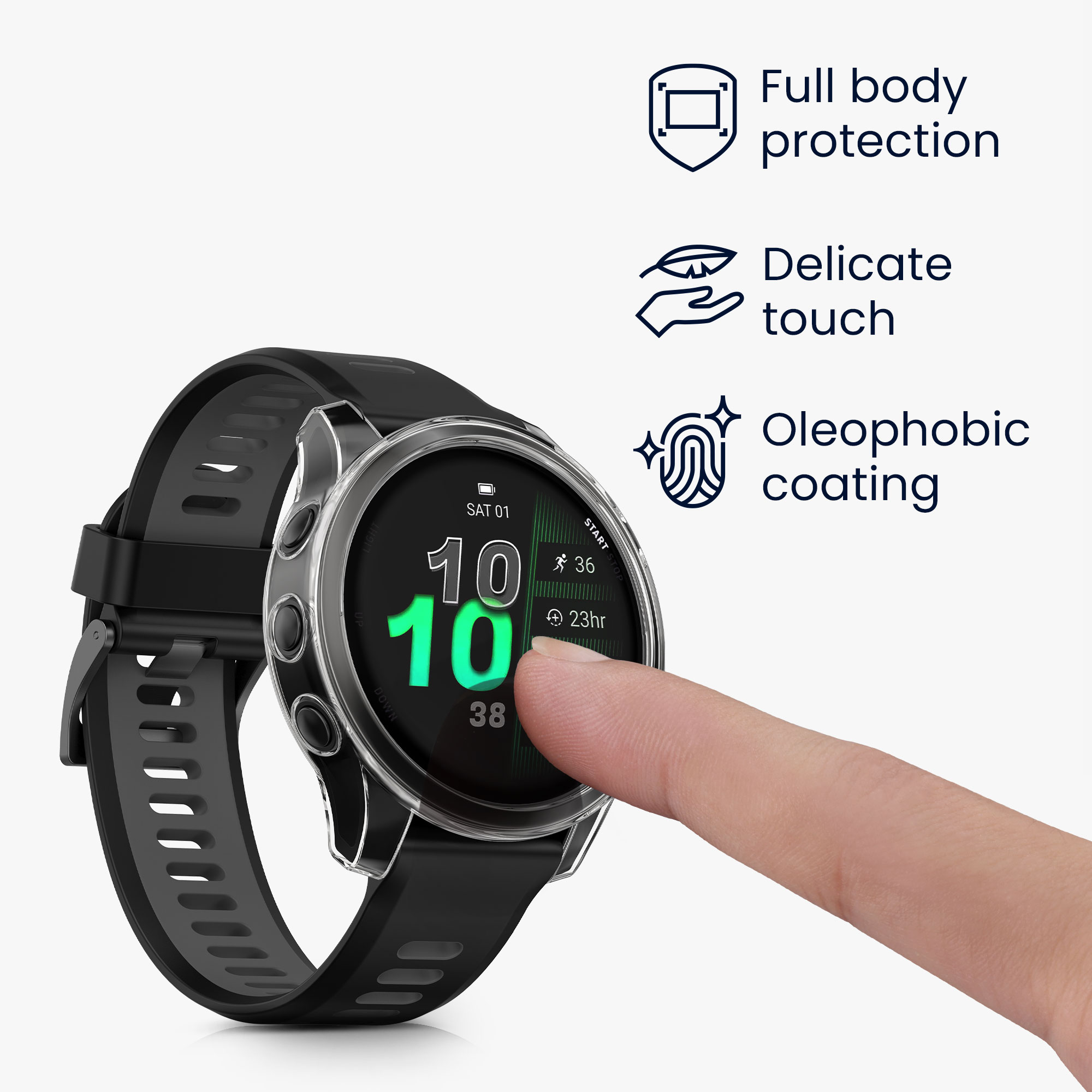 Kryt rámečku pro Garmin Forerunner 970 47 mm, 2 ks kwmobile ‑ černá / čirá