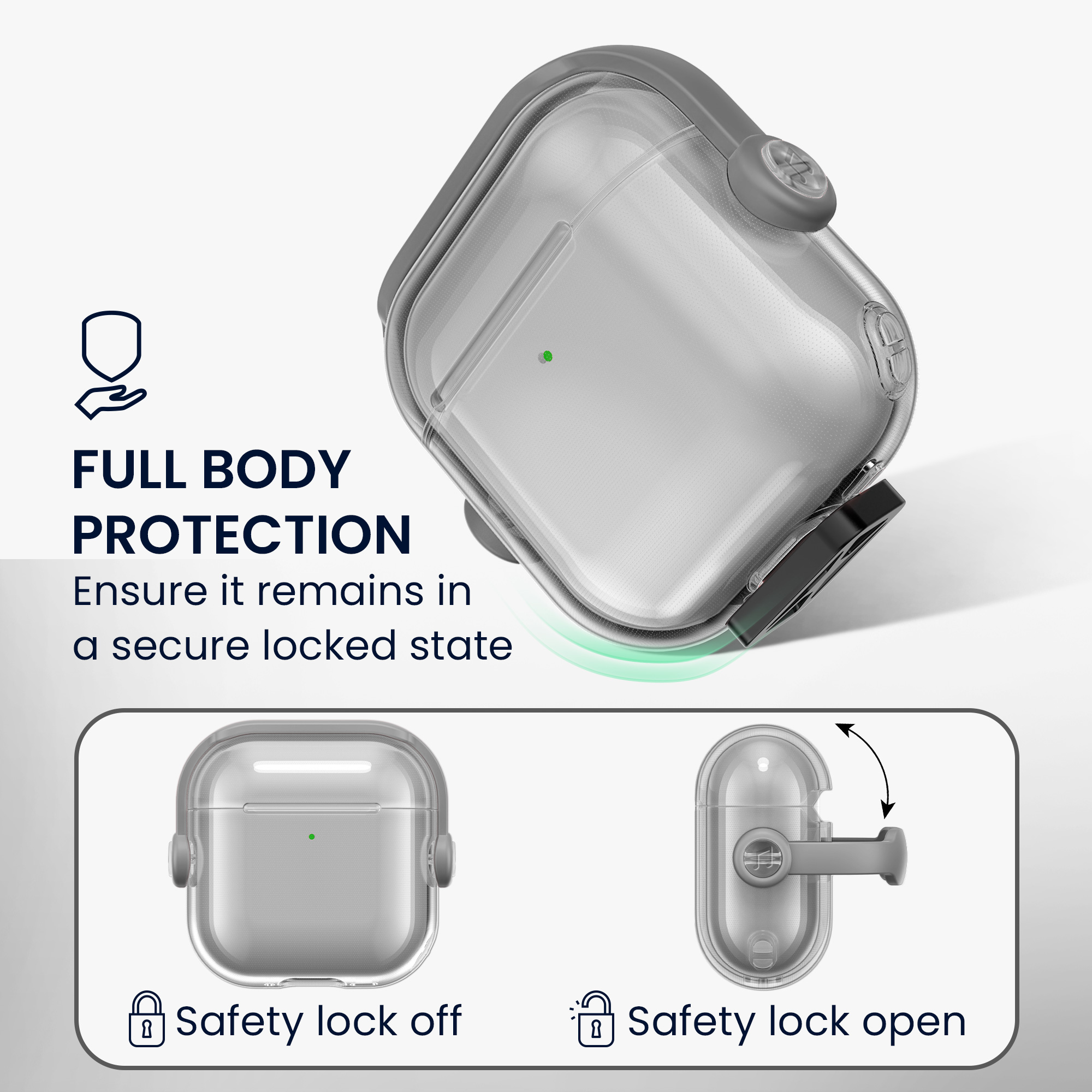 Transparentní pouzdro na sluchátka pro Apple Airpods 4 kwmobile se stojánkem TPU - černá / transparentní