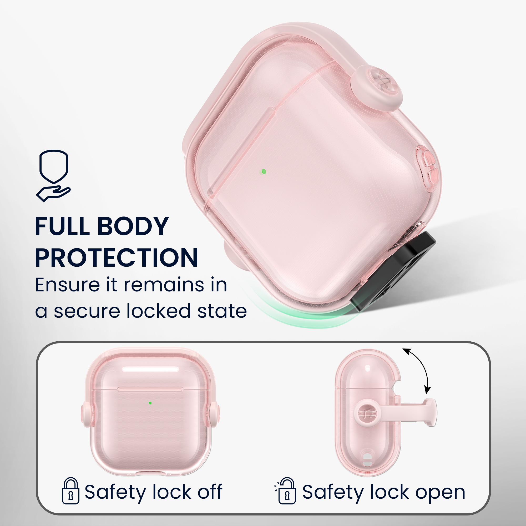 Transparentní pouzdro na sluchátka pro Apple Airpods 4 kwmobile se stojánkem TPU - starorůžová / transparentní