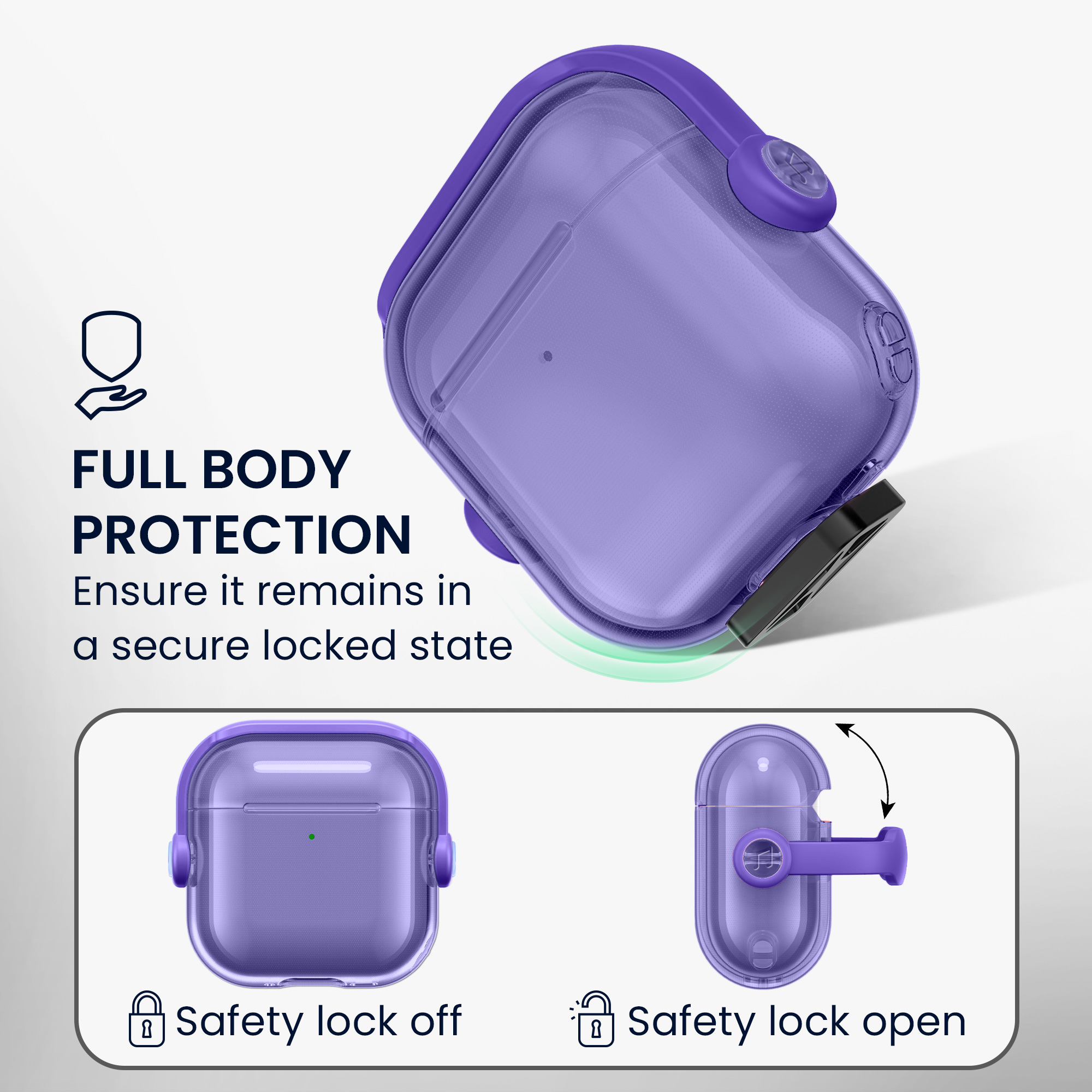 Transparentní pouzdro na sluchátka pro Apple Airpods 4 kwmobile se stojánkem TPU - levandulová / transparentní