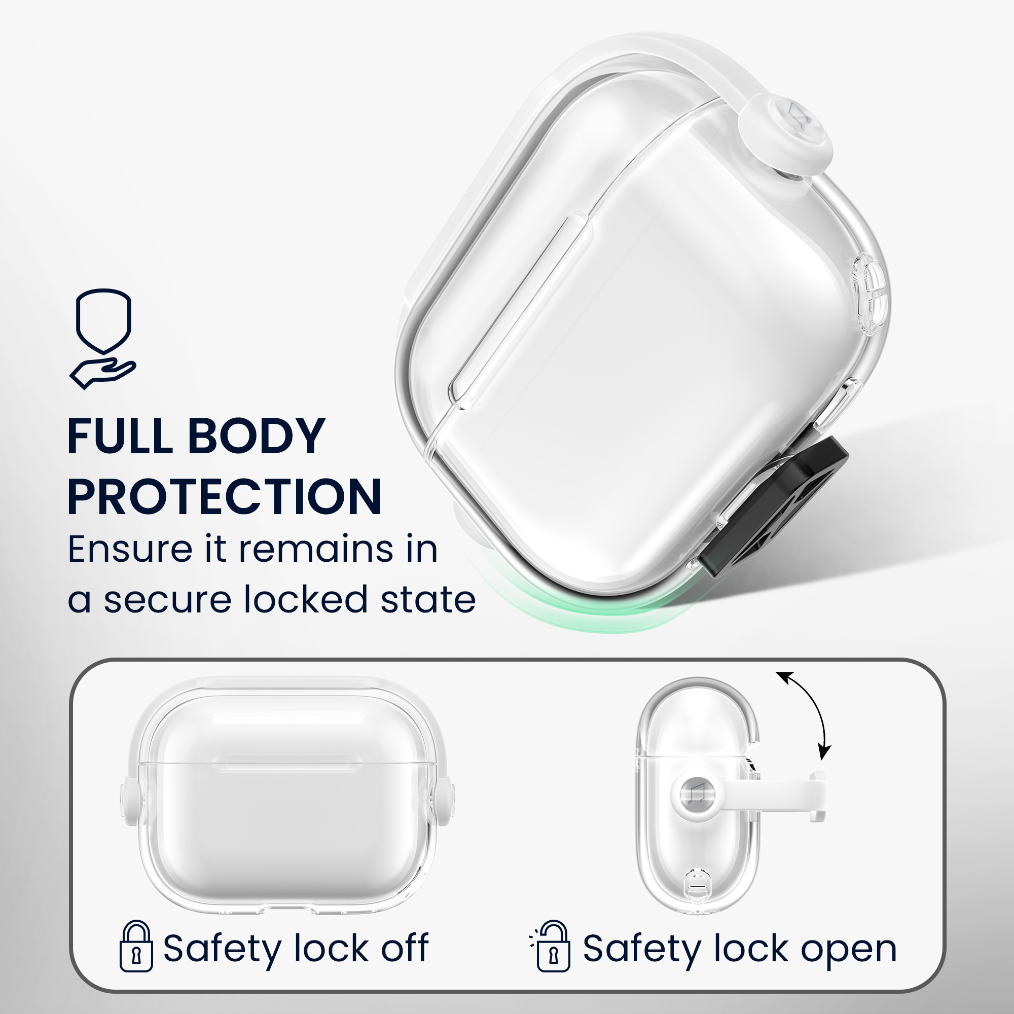 Transparentní pouzdro na sluchátka pro Apple Airpods Pro 2 / Pro 1 kwmobile se stojánkem TPU