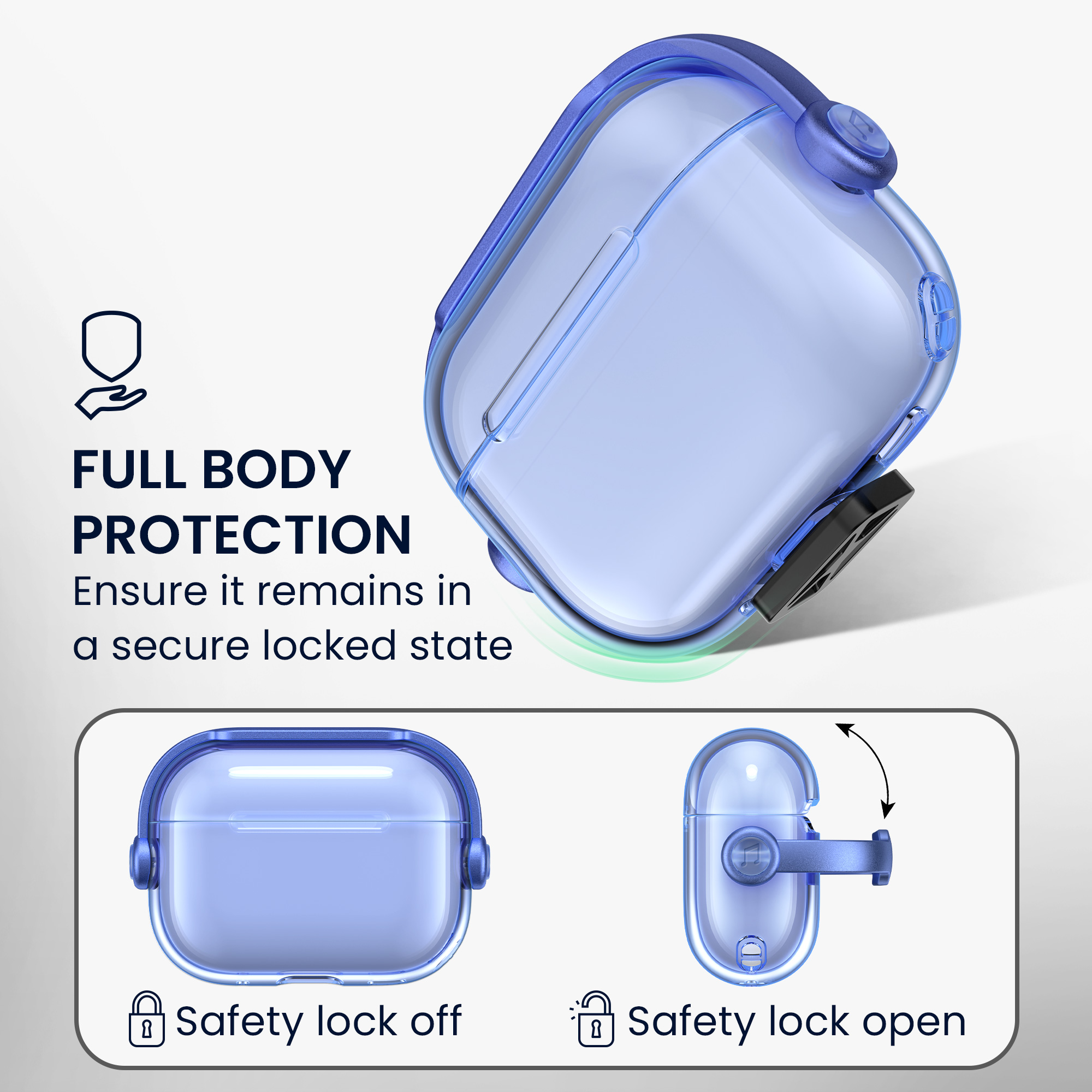 Transparentní pouzdro na sluchátka pro Apple Airpods Pro 2 / Pro 1 kwmobile se stojánkem TPU - modrá / transparentní