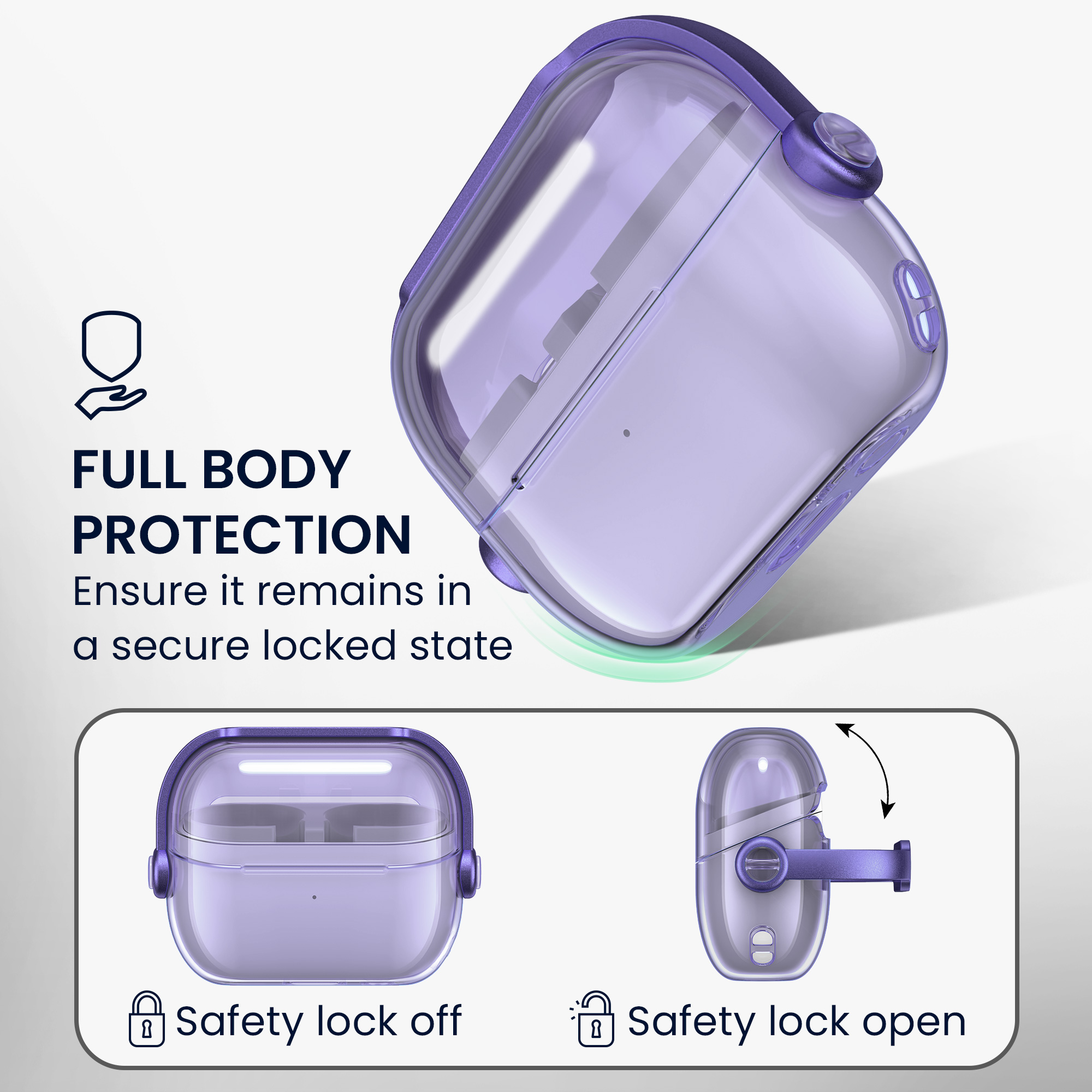 Transparentní pouzdro na sluchátka pro Samsung Galaxy Buds 3 / Galaxy Buds 3 Pro kwmobile se stojánkem TPU - levandulová / transparentní