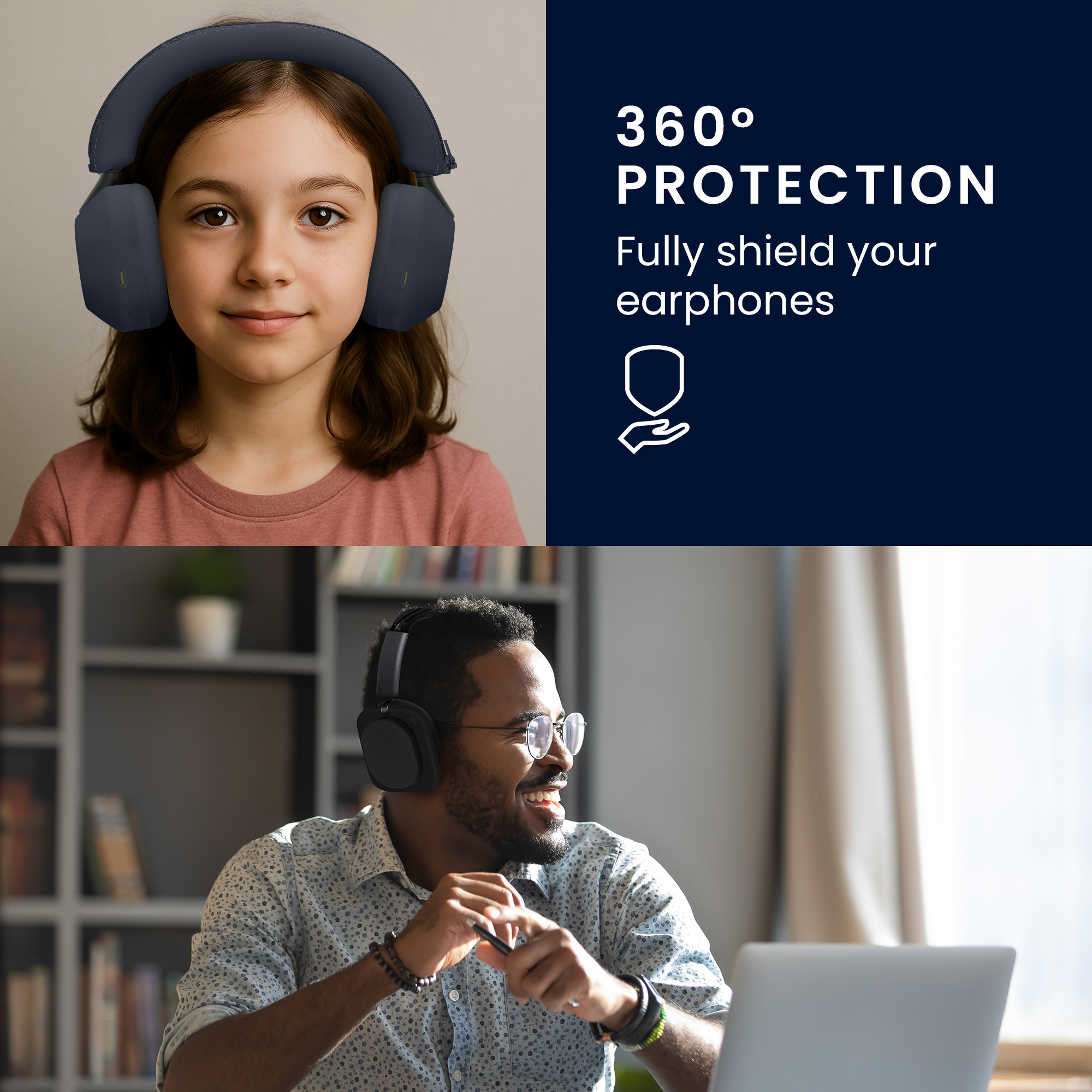 3v1 silikonové pouzdro na sluchátka pro Sony WH-1000XM5 kwmobile - tmavě modrá