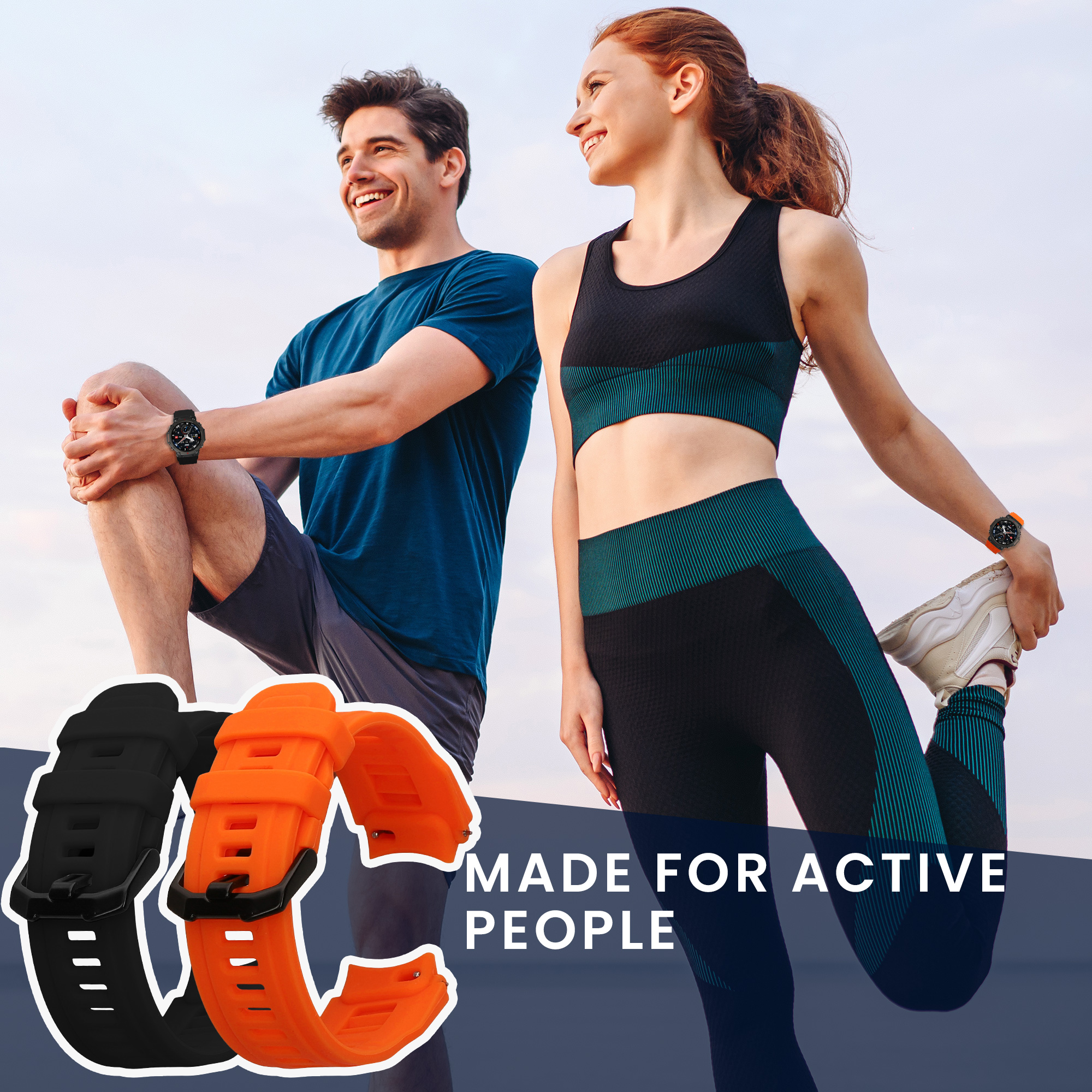 Řemínky pro Amazfit T-Rex3 Pro 48mm kwmobile silikonové - černá / oranžová
