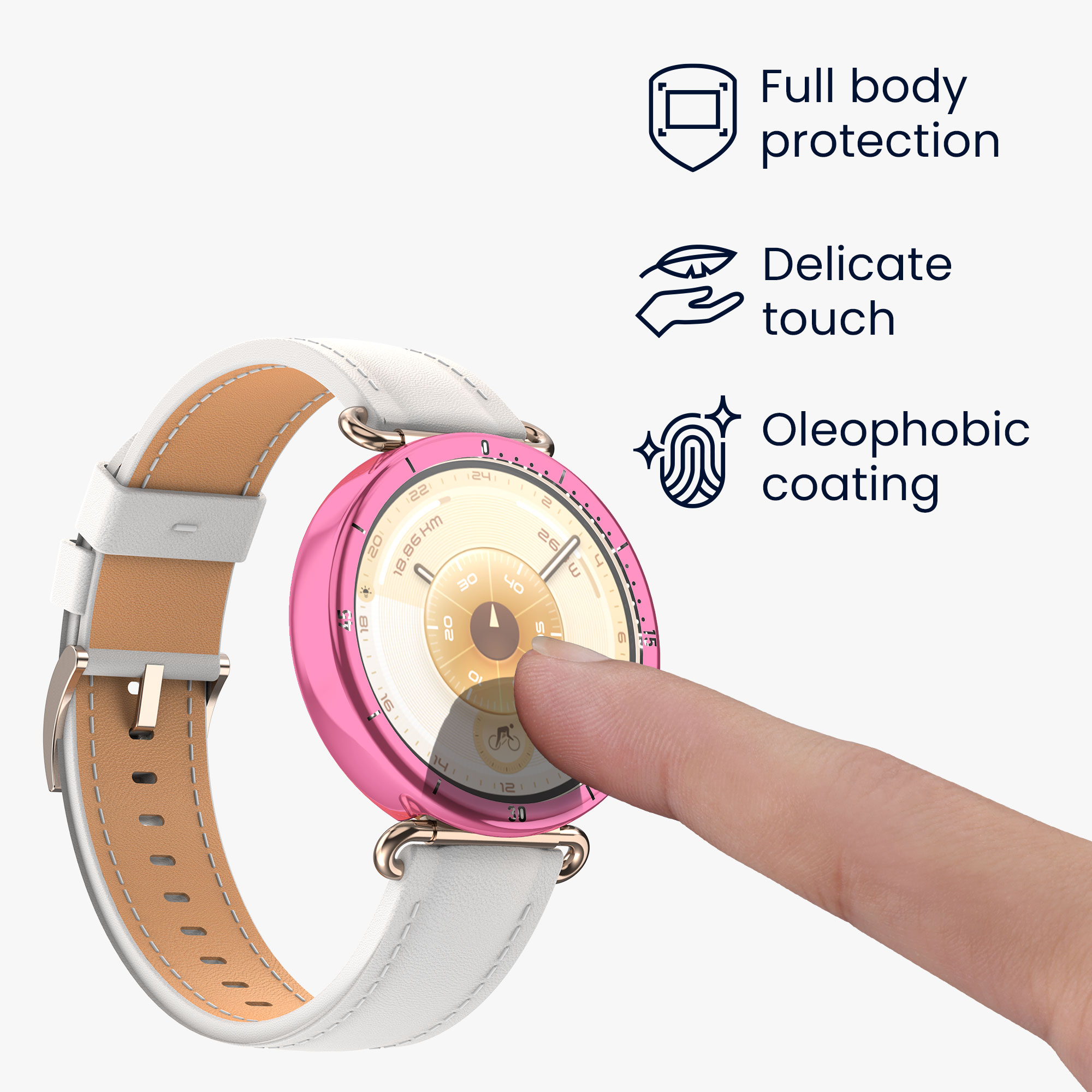 2x obal s ochranným sklem pro Huawei Watch GT6 41mm kwmobile silikonové - černá / růžová