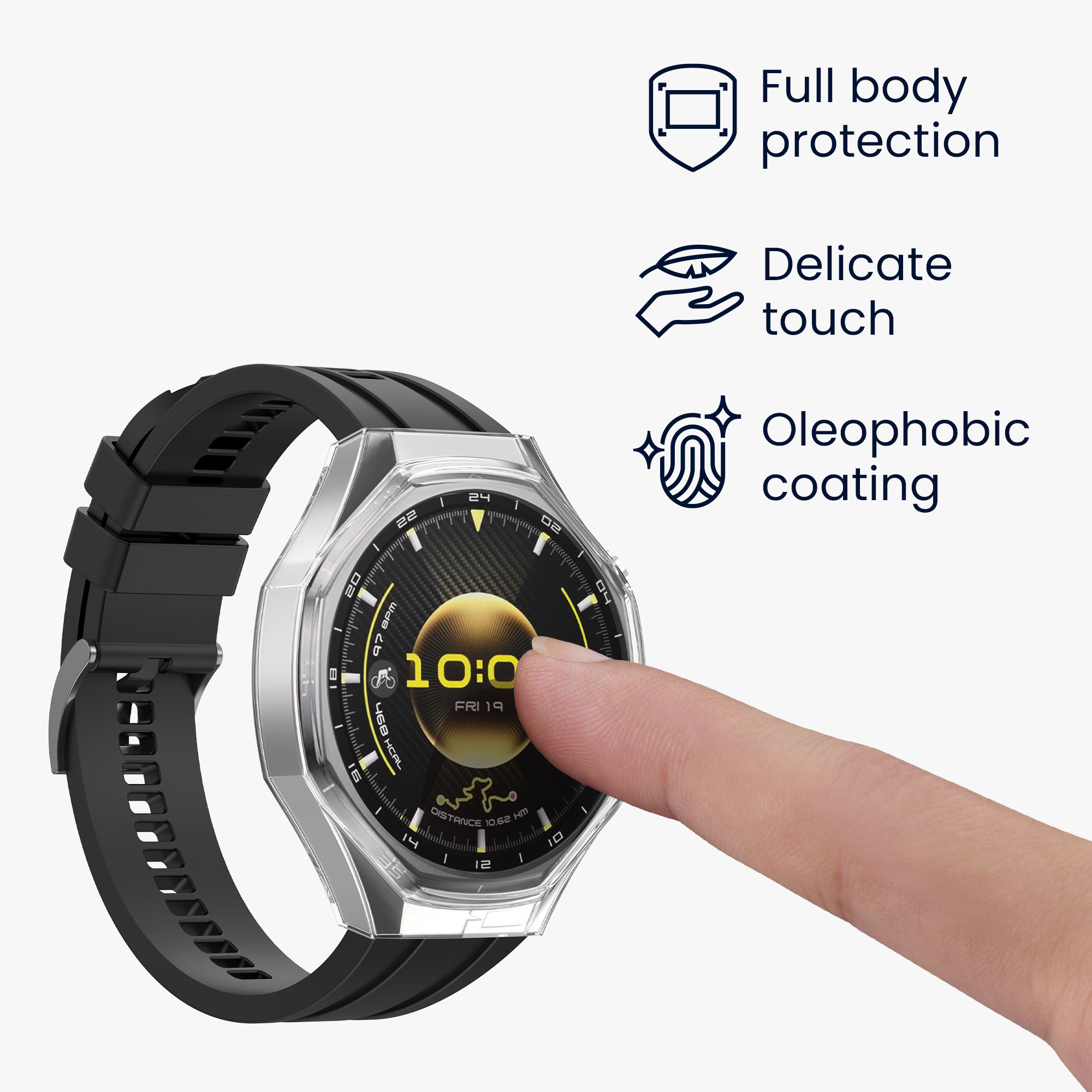 2x obal s ochranným sklem pro Huawei Watch GT6 Pro 46mm kwmobile silikonové - černá / transparentní