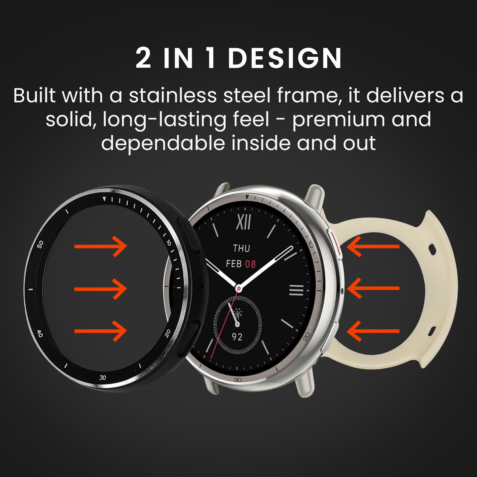 Kovové pouzdro pro Amazfit Active 2 (A2437) kwmobile - černá