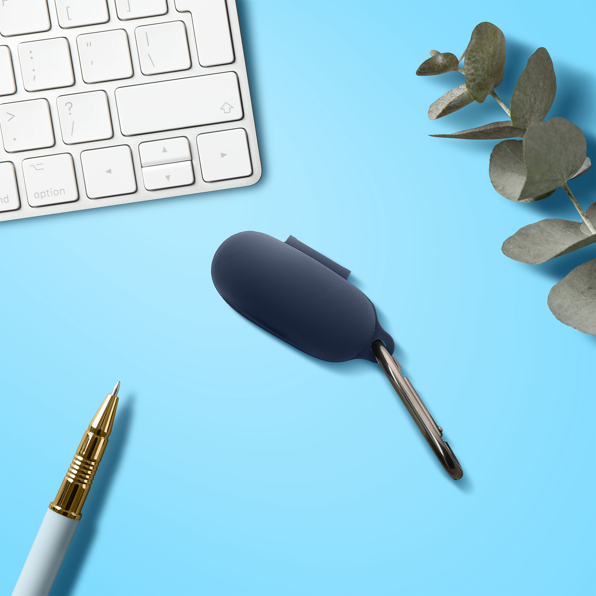 Obal pro Google Pixel Buds 2A kwmobile s karabinou silikonové - tmavě modrá