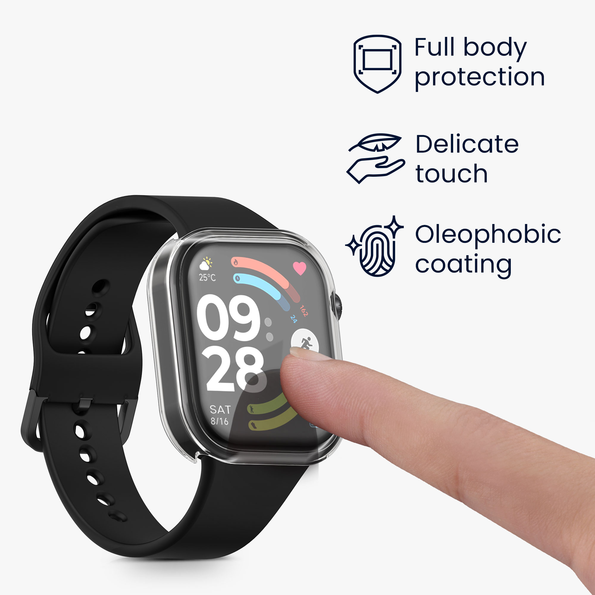 2x obal s ochranným sklem pro Xiaomi Redmi Watch 6 kwmobile silikonové - transparentní / černá
