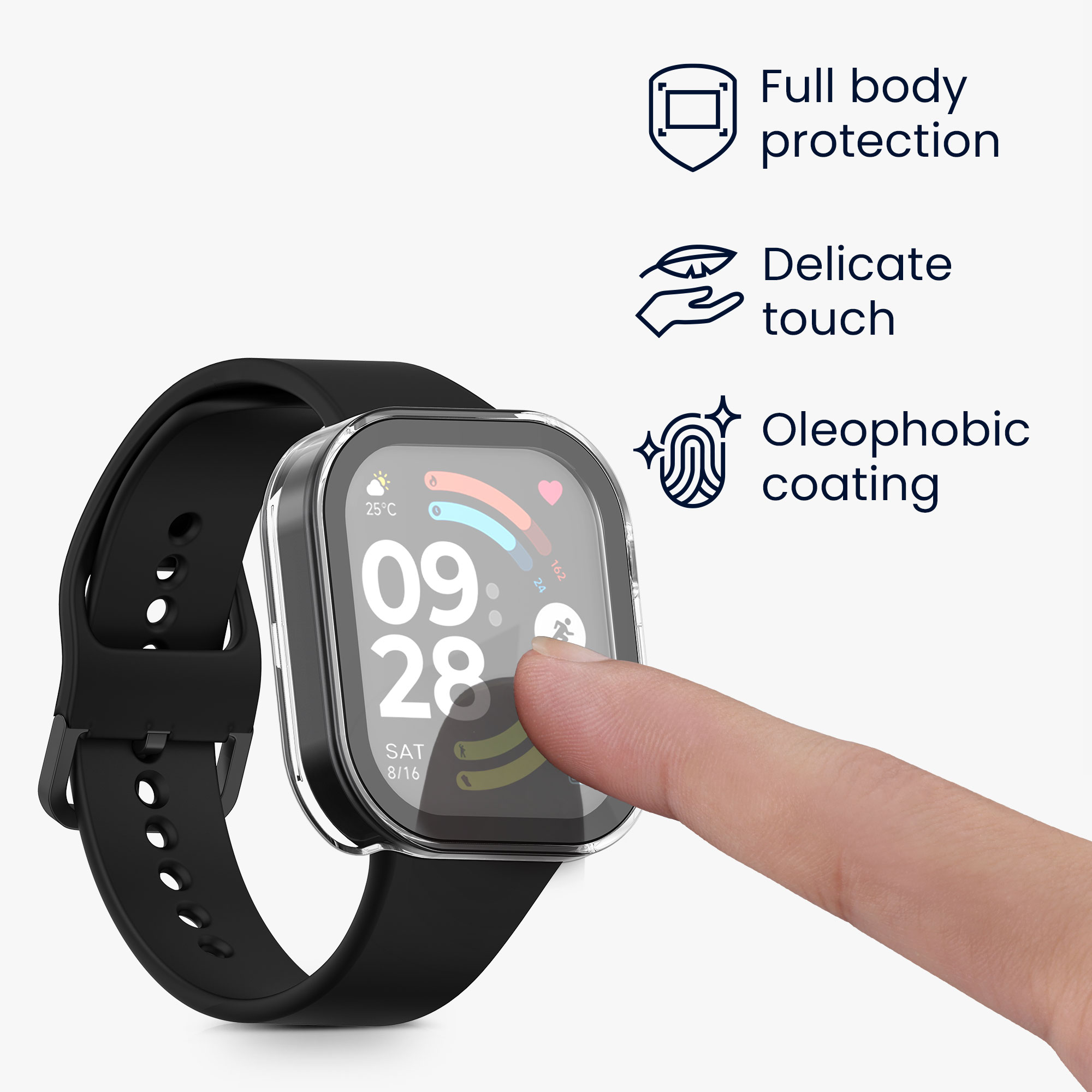 2x obal s ochranným sklem pro Xiaomi Redmi Watch 6 kwmobile - transparentní / černá