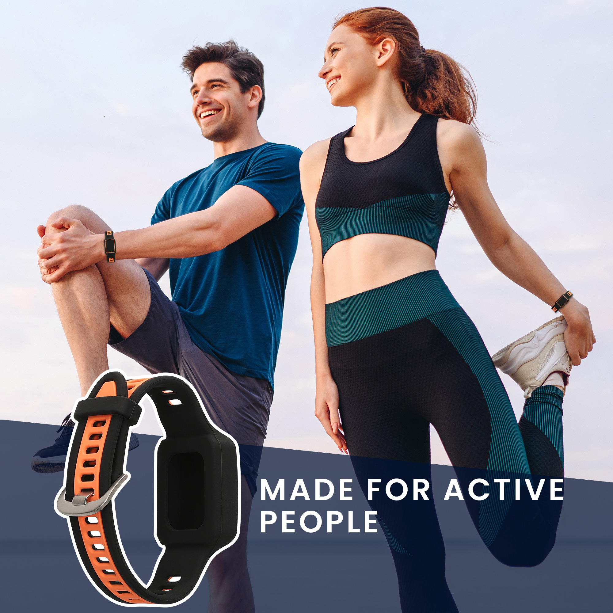 Řemínek pro Amazfit Helio kwmobile silikonové - oranžová / černá