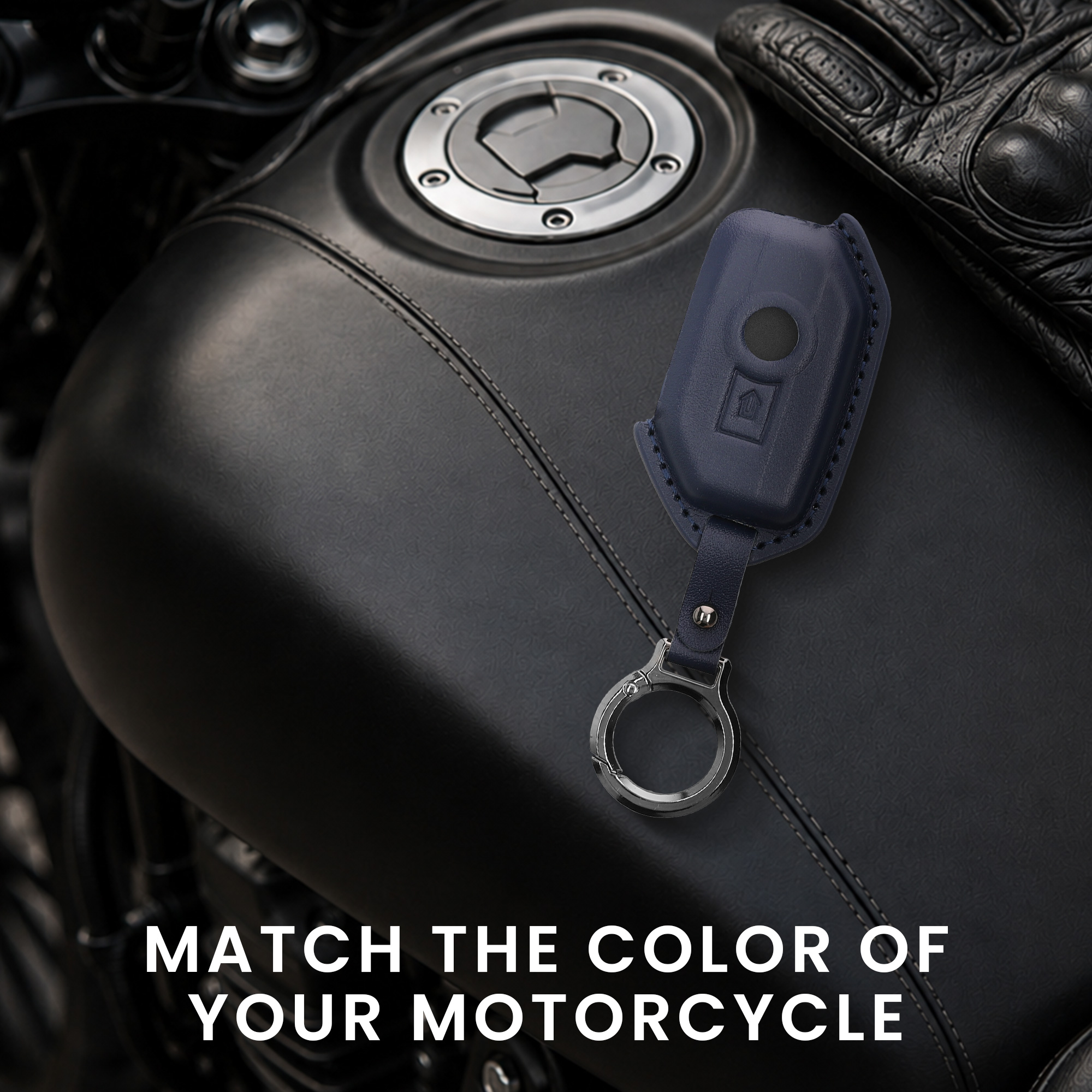 Kožený obal na klíč od auta pro BMW R1250GS C400X C400GT F900R F750GS R1200GS GS1250 kwmobile - tmavě modrá