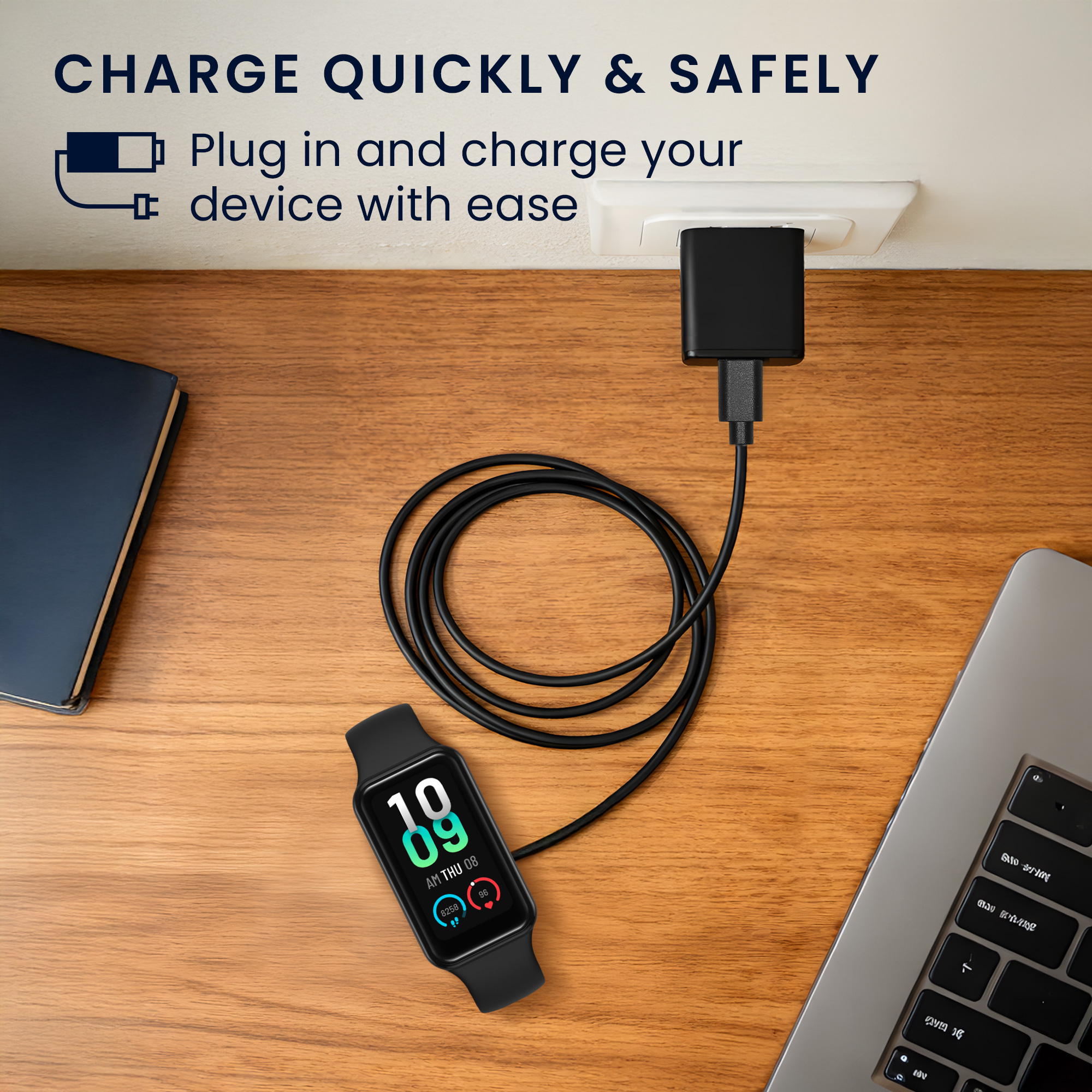 USB-C nabíjecí kabel pro chytré hodinky pro Amazfit Band 7 kwmobile - černá