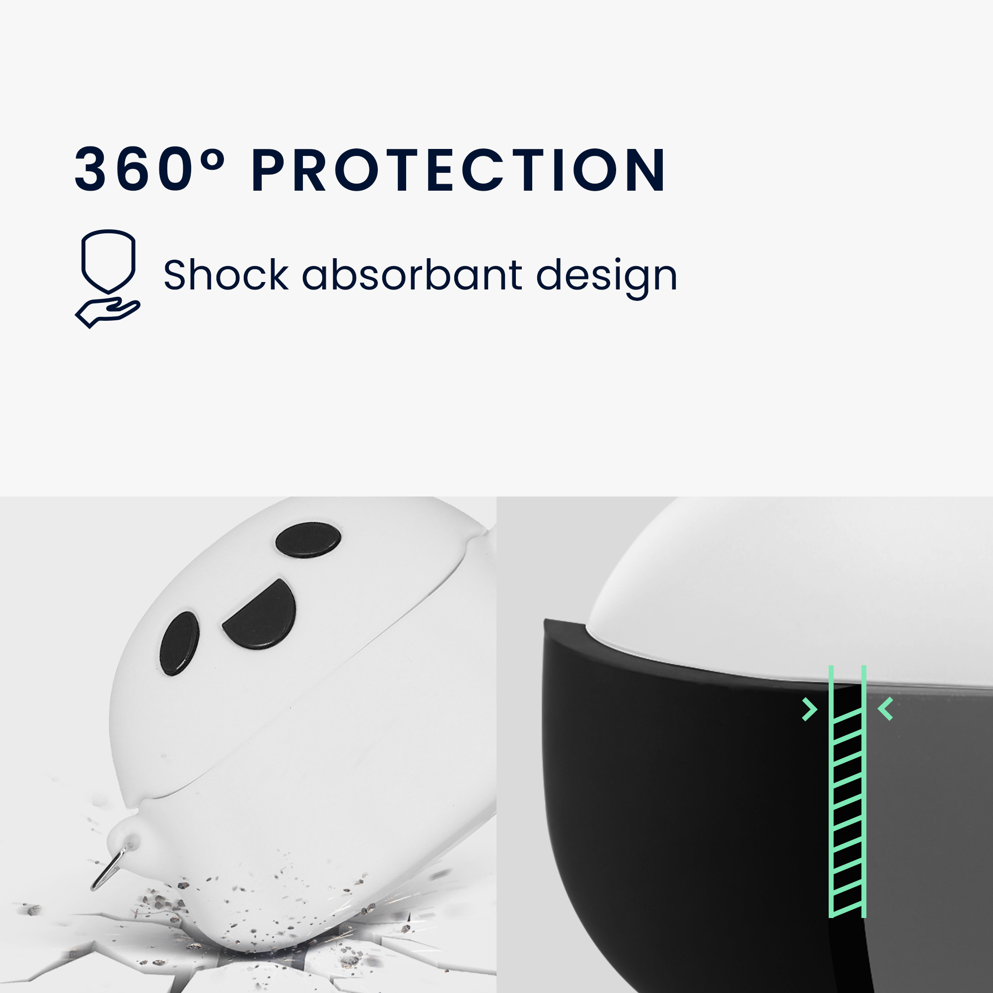 Designový obal pro Xiaomi Redmi Buds 6 Pro kwmobile s karabinou silikonové - bílá / černá