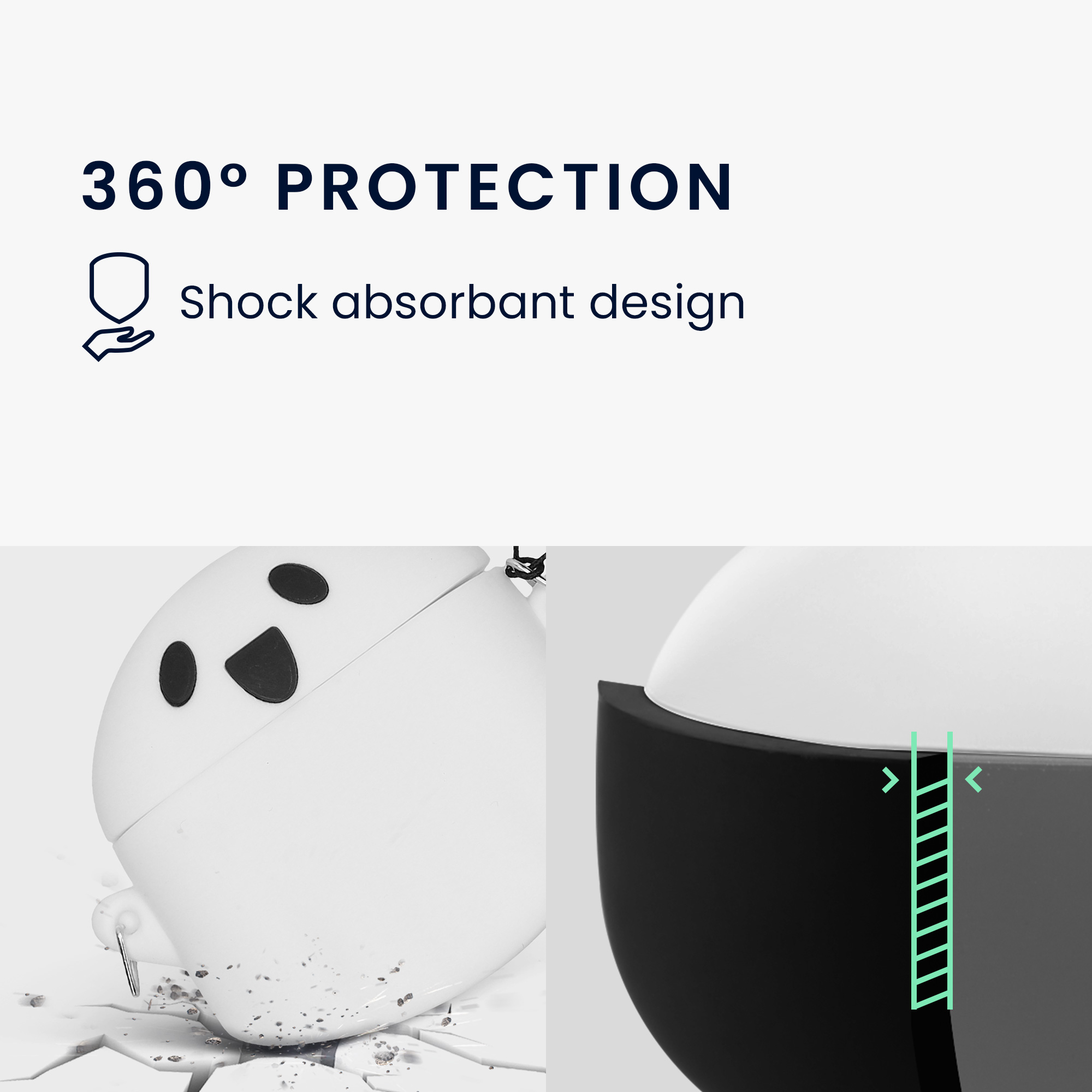 Designový obal pro Huawei FreeBuds SE2 / SE3 kwmobile s karabinou silikonové - bílá / černá