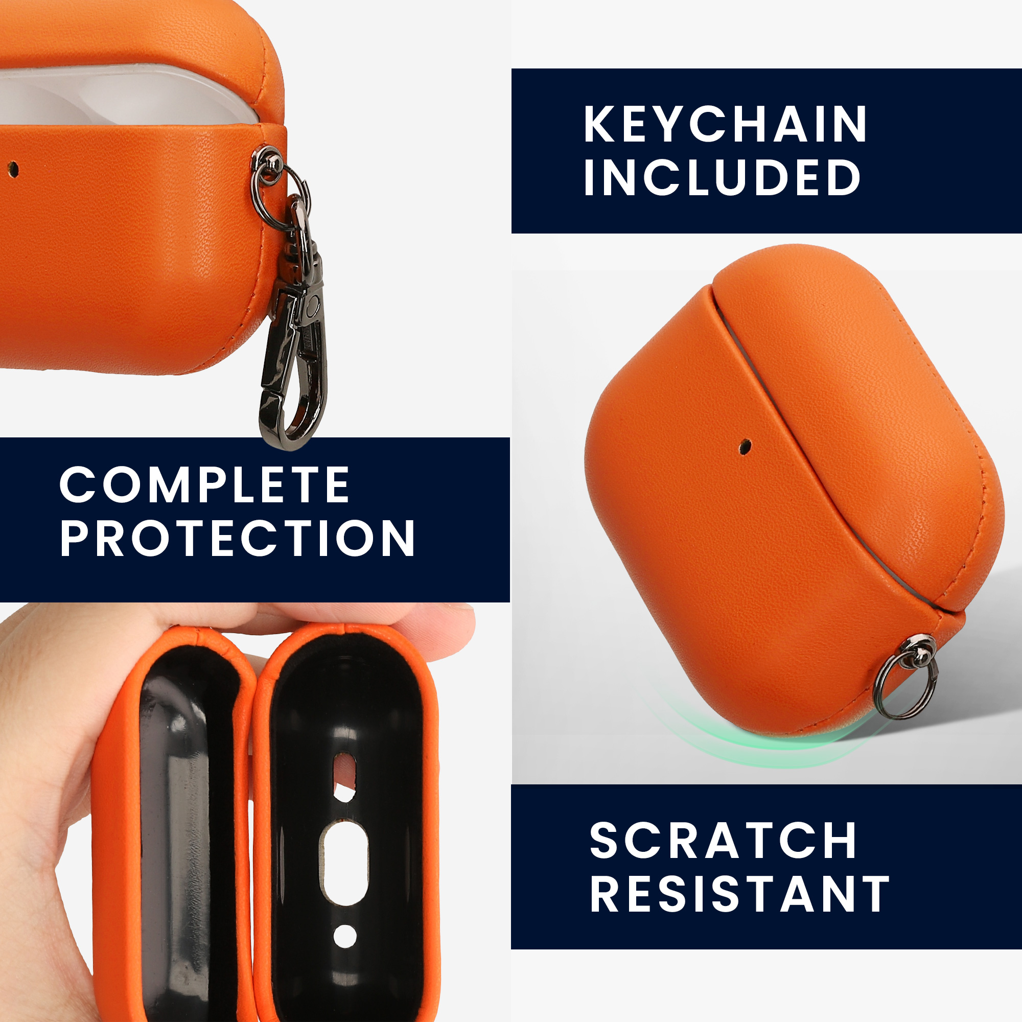 Pouzdro z eko kůže pro Apple Airpods Pro 3 kwmobile tenké - oranžová