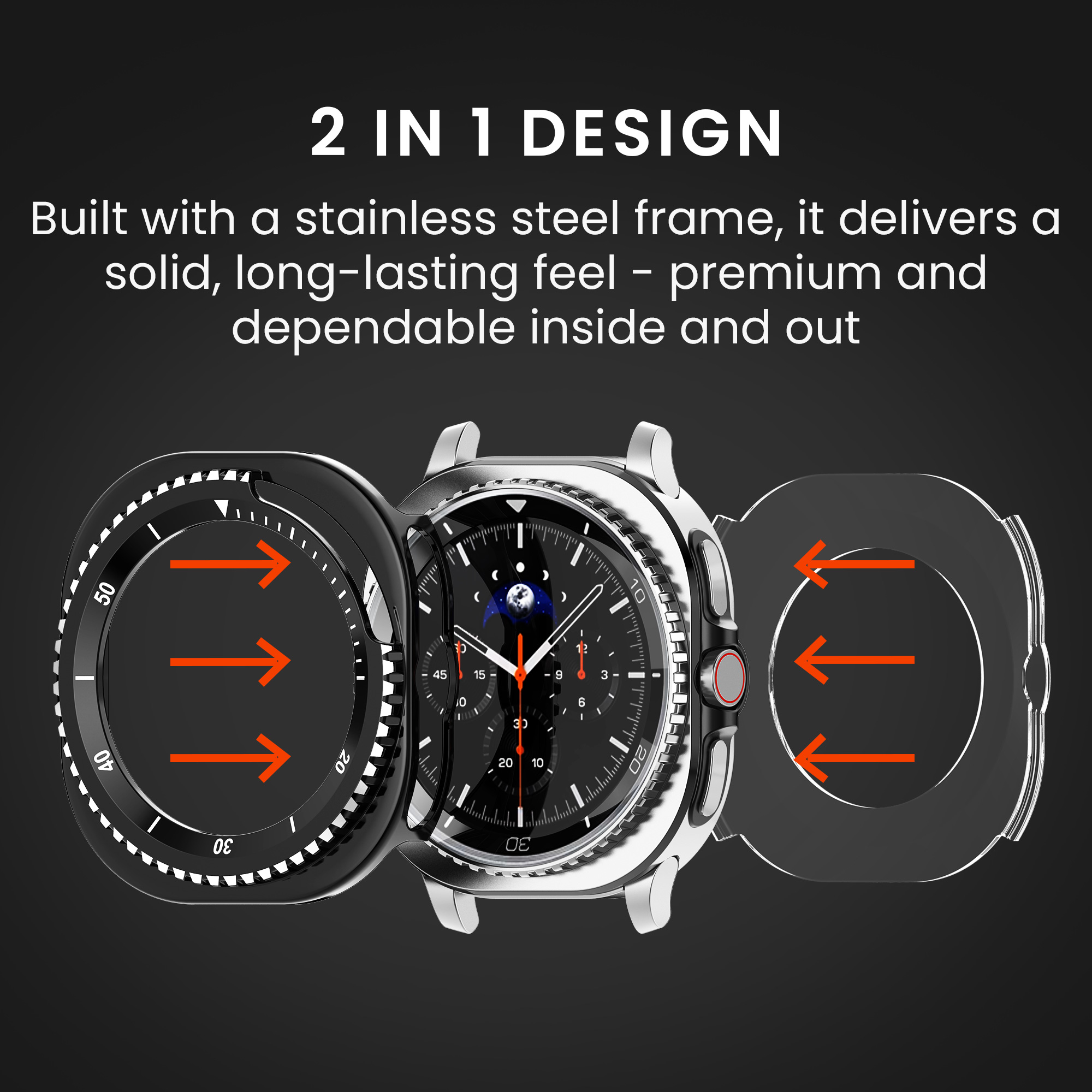 Kovové pouzdro pro Samsung Galaxy Watch 8 / Galaxy Watch 8 Classic 46mm kwmobile - černá
