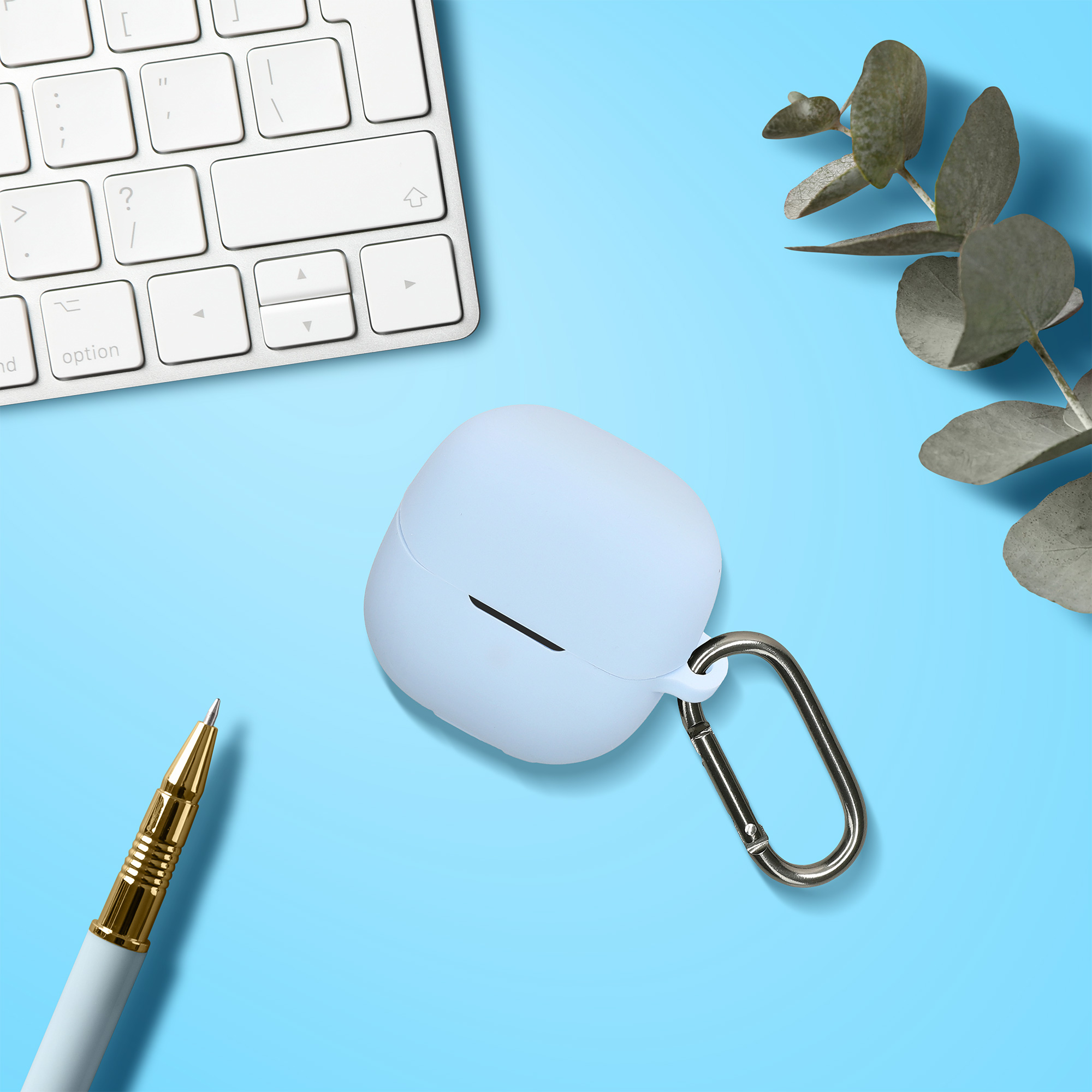 Obal pro Xiaomi Buds 6 kwmobile s karabinou silikonové - světle modrá