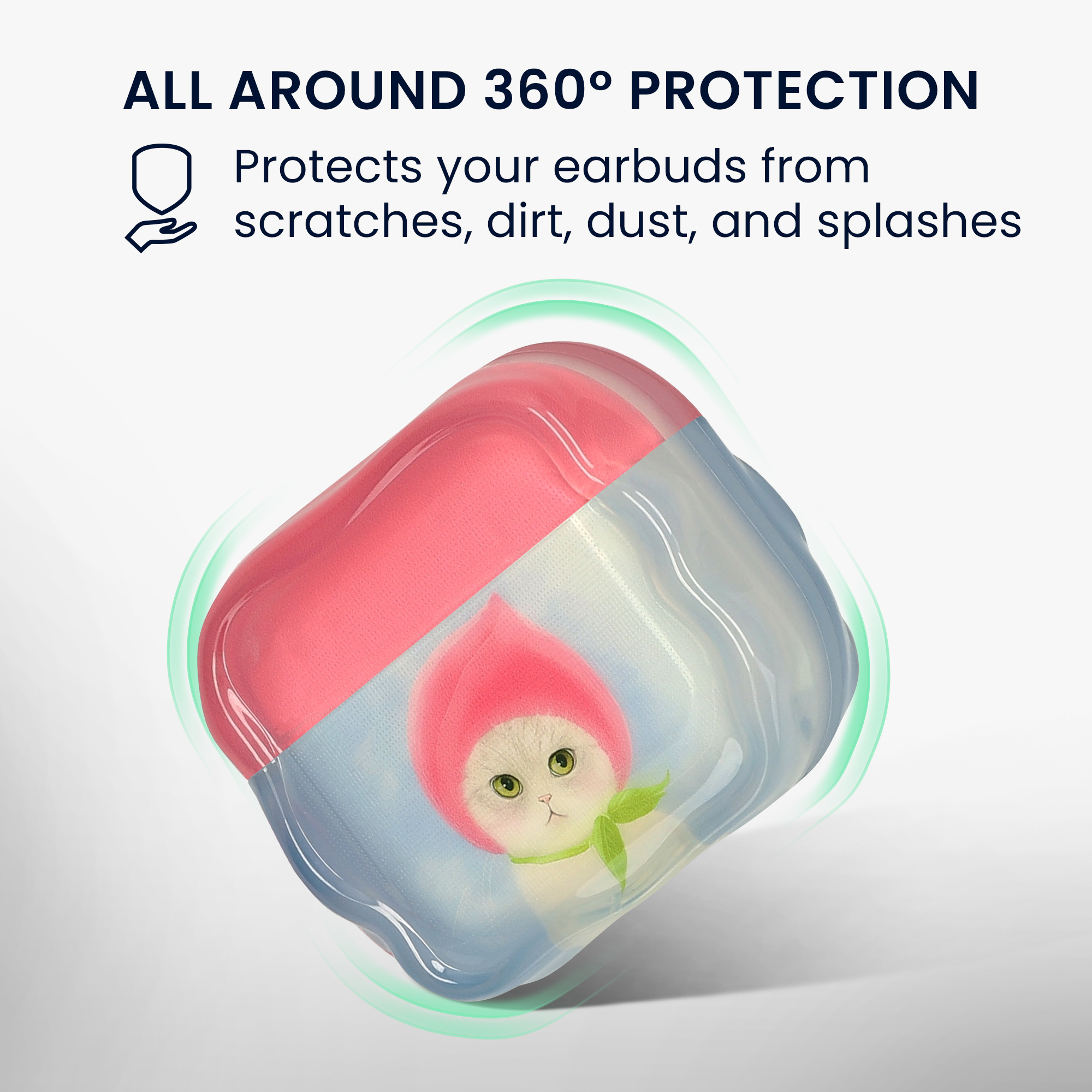 Pouzdro na sluchátka do uší pro Apple Airpods Pro 3 kwmobile - měkký a odolný motiv kočka a broskev