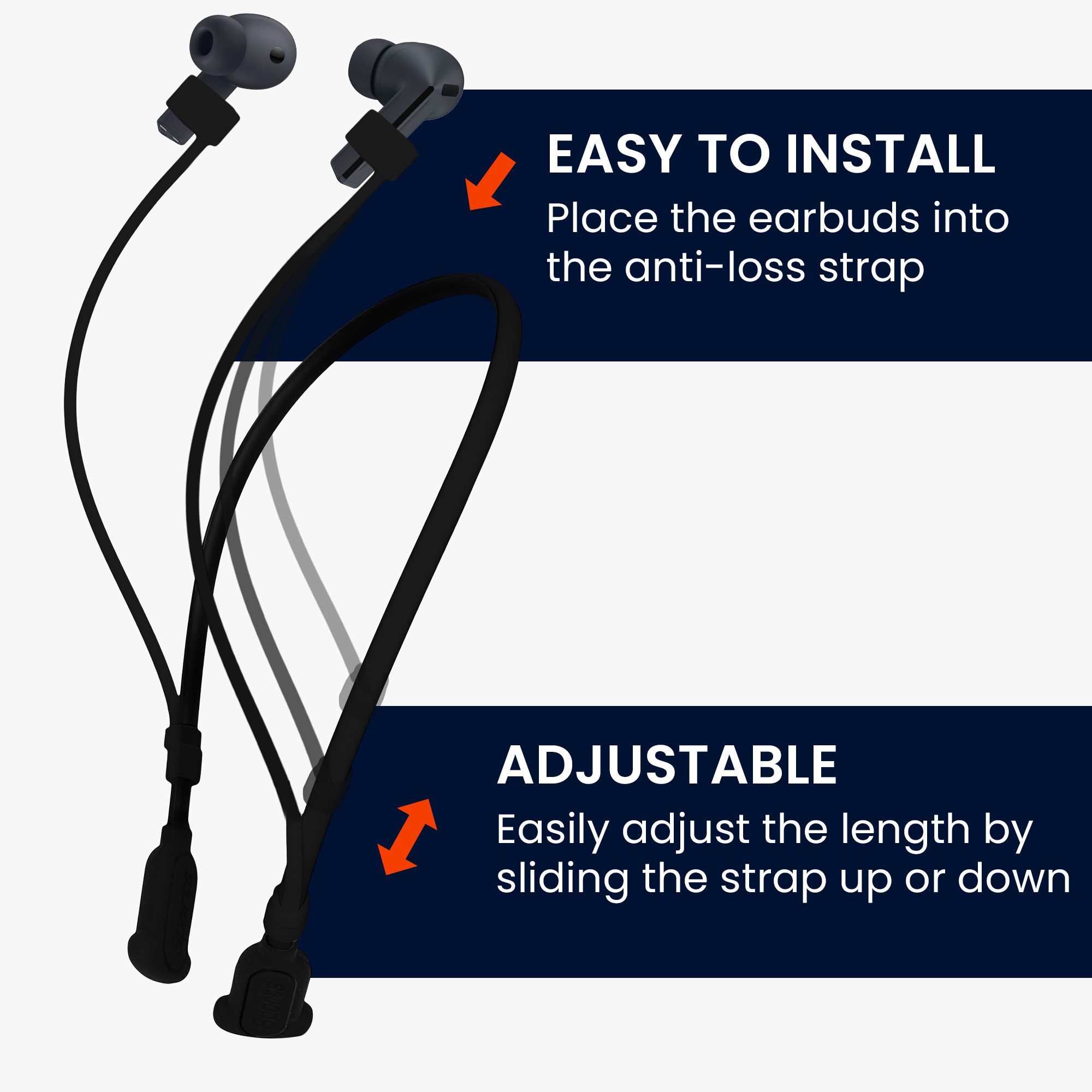 Silikonové poutko na krk pro Samsung Galaxy Buds 3 FE / Galaxy Buds 3 3 Pro kwmobile s popruhem na krk - černá