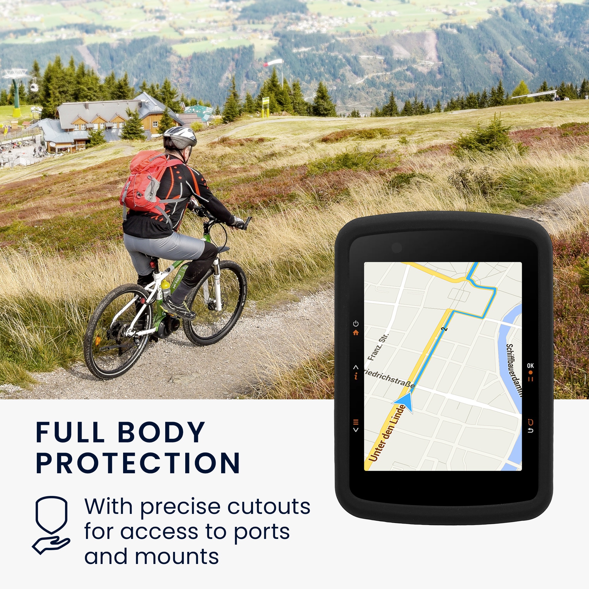 Silikonové pouzdro pro Bryton Rider 650 / Rider 550 kwmobile - měkký gumový ochranný kryt na cyklo GPS, černá