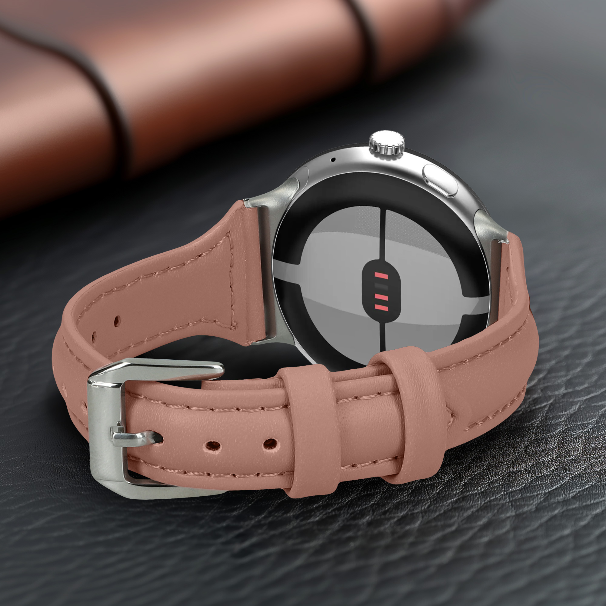 Kožený řemínek pro Google Pixel Watch Series 41mm / Pixel Watch 4 41mm kwmobile - starorůžová