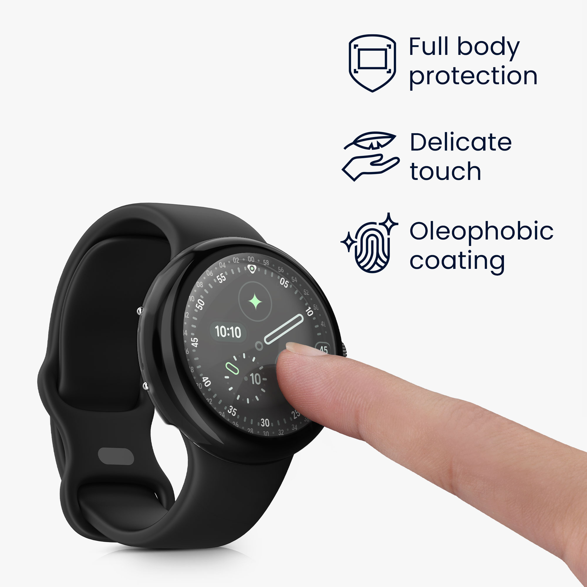 2x obal s ochranným sklem pro Google Pixel Watch 4 45mm kwmobile silikonové - černá / stříbrná