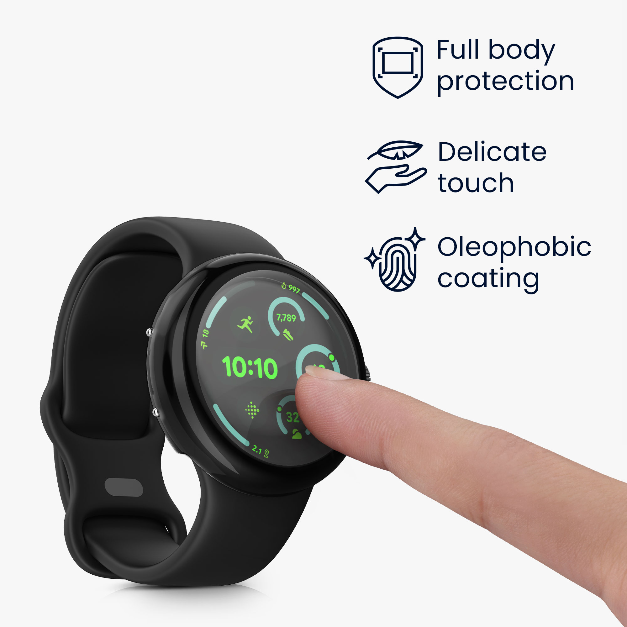 2x obal s ochranným sklem pro Google Pixel Watch 4 41mm kwmobile silikonové - černá / stříbrná