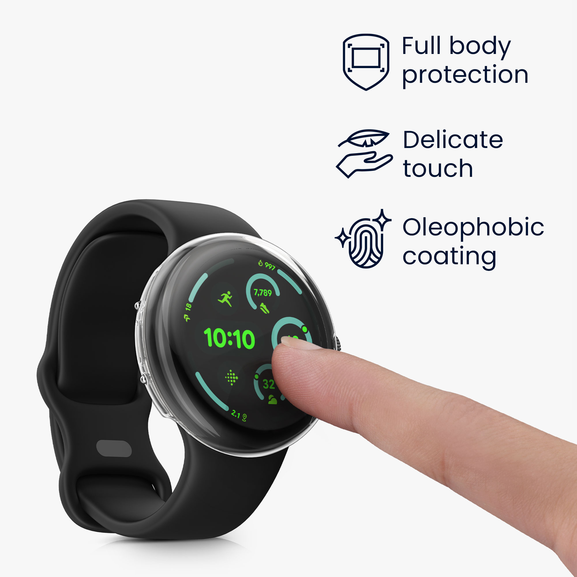 2x obal s ochranným sklem pro Google Pixel Watch 4 41mm kwmobile silikonové - transparentní / růžové zlato
