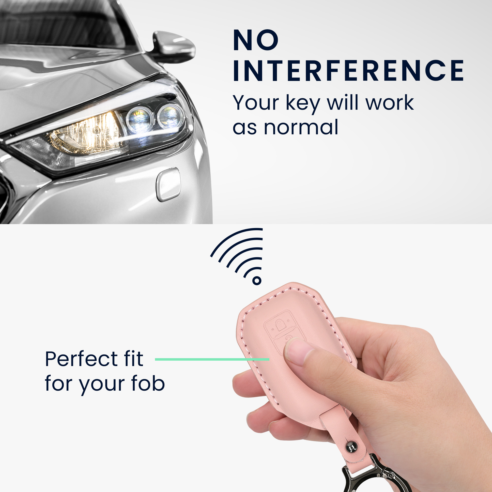 Obal na klíč od auta pro Suzuki klíč se 2 tlačítky a funkcí Keyless Go kwmobile s kroužkem z pravé kůže - starorůžová