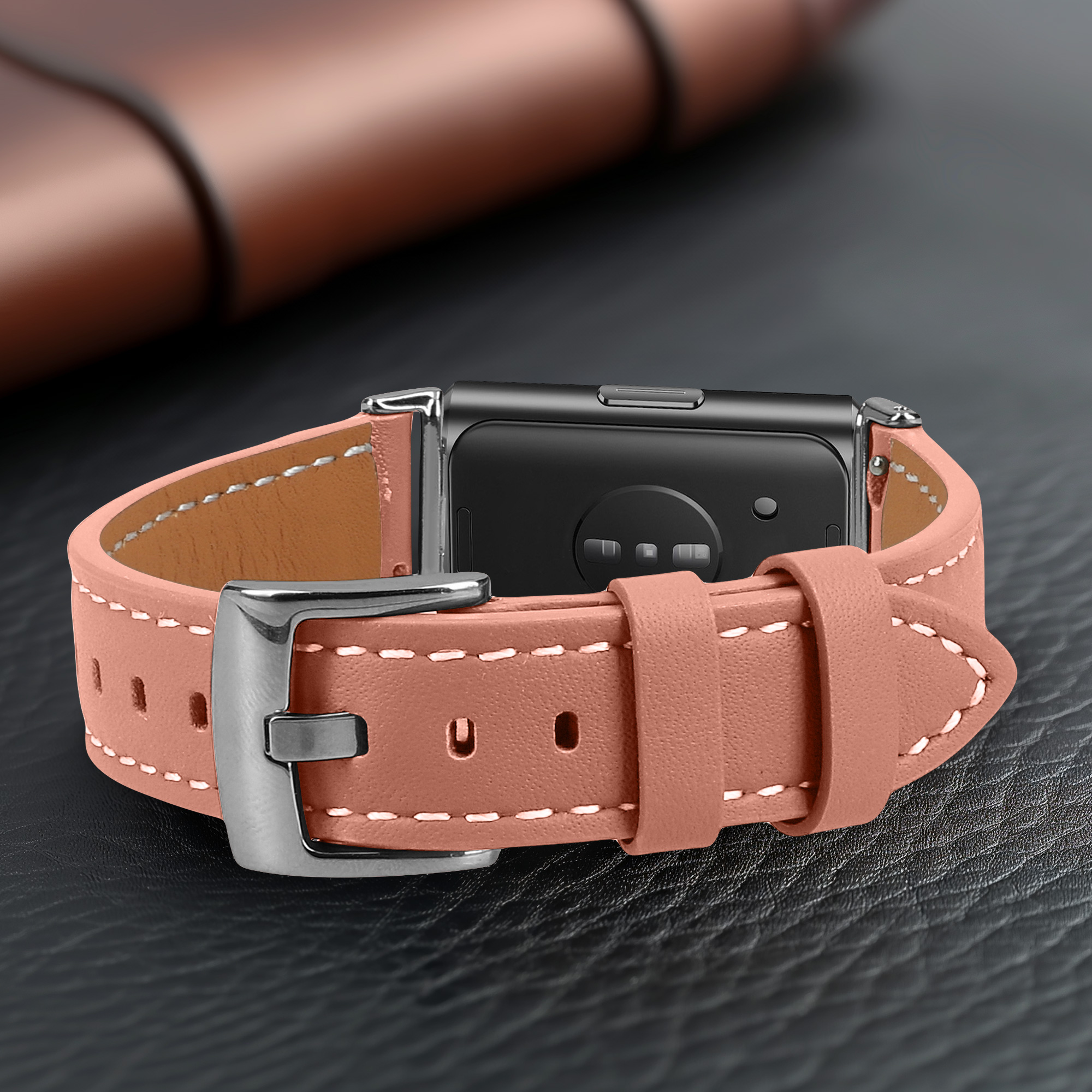 Kožený řemínek pro Huawei Band 11 / Band 11 Pro kwmobile - starorůžová