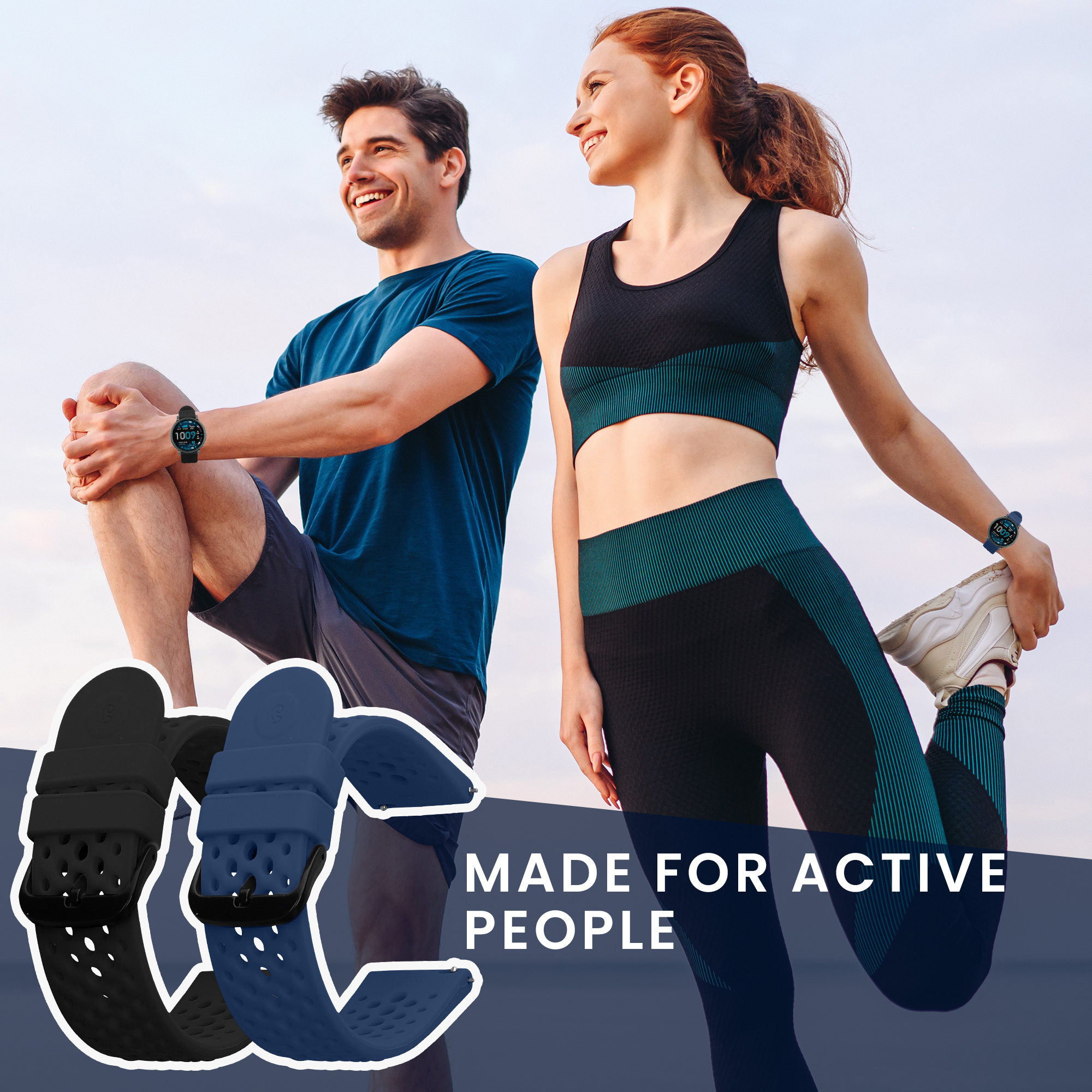 Řemínky pro Amazfit Active Max A2557 kwmobile silikonové - černá / tmavě modrá