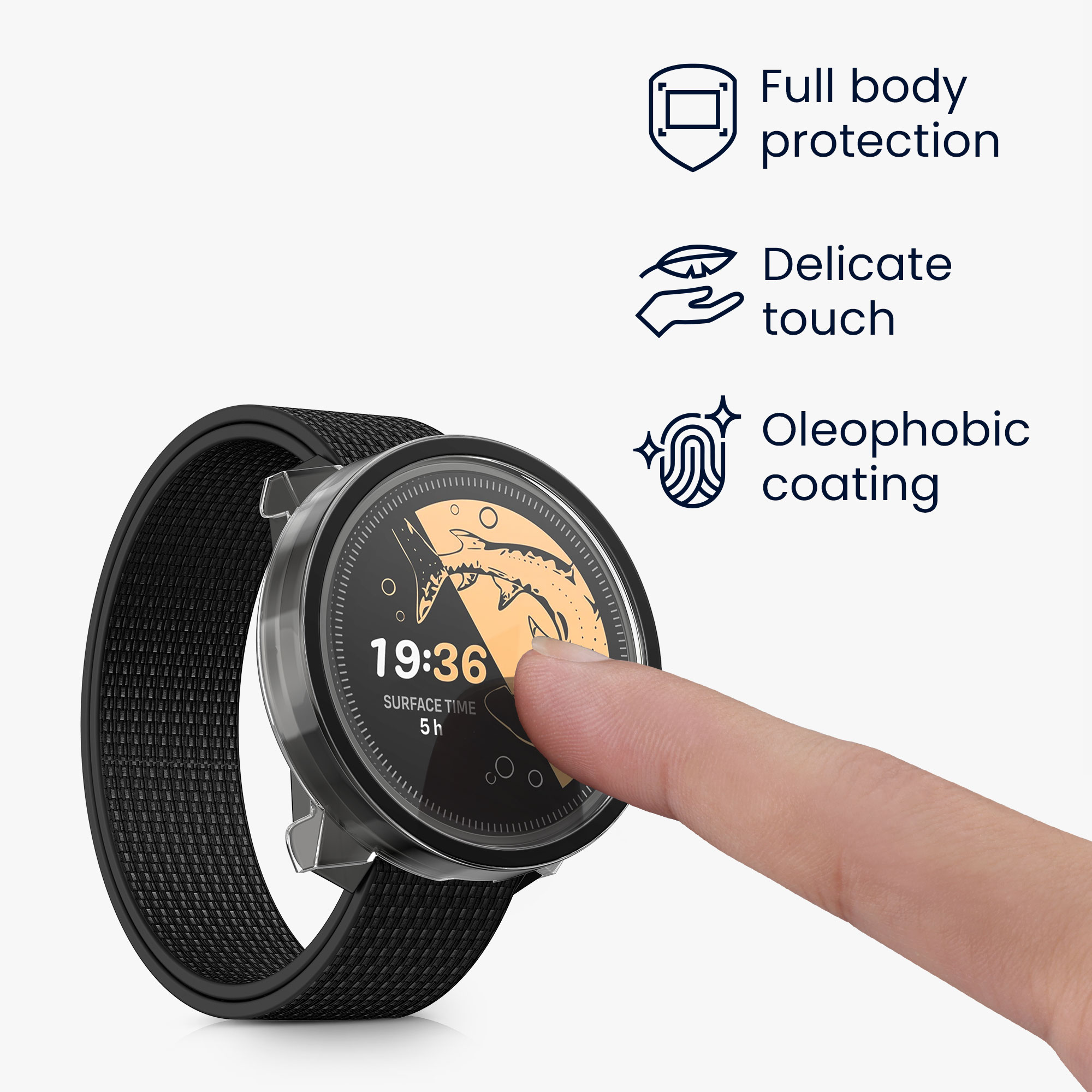 2x obal s ochranným sklem pro Suunto Nautic S kwmobile - černá / transparentní