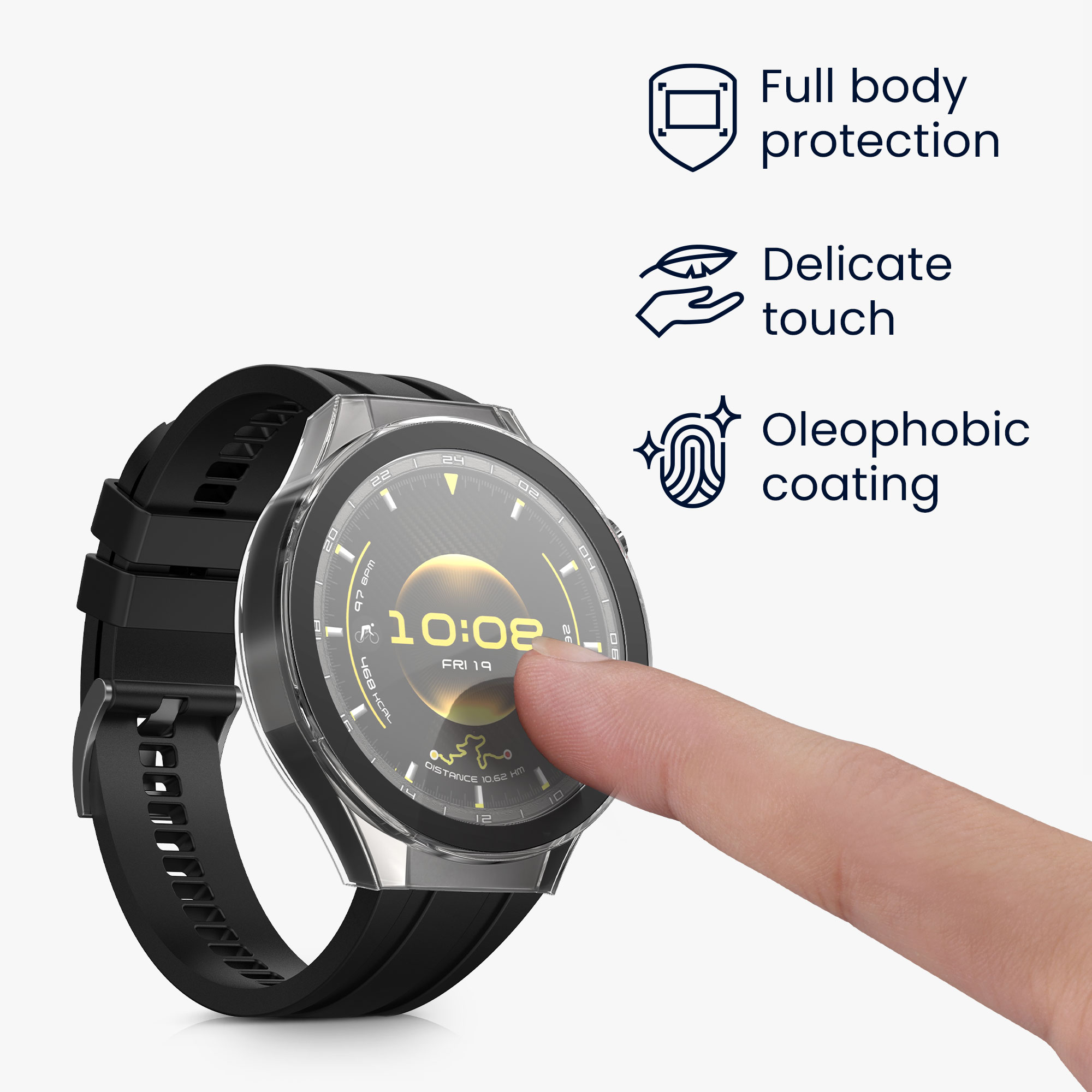 2x obal s ochranným sklem pro Huawei Watch GT6 Pro 46mm kwmobile - černá / transparentní