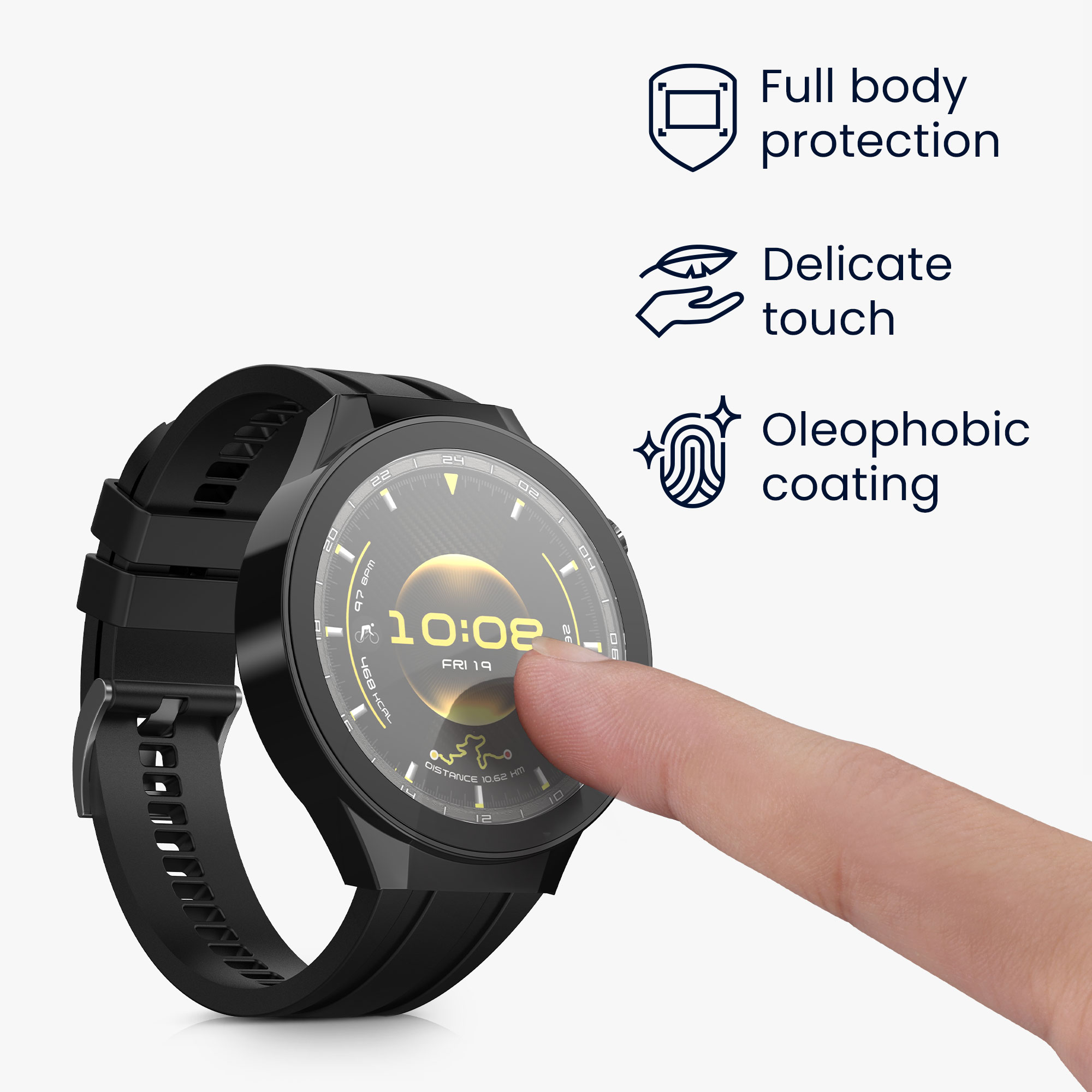 2x obal s ochranným sklem pro Huawei Watch GT6 Pro 46mm kwmobile - černá / stříbrná