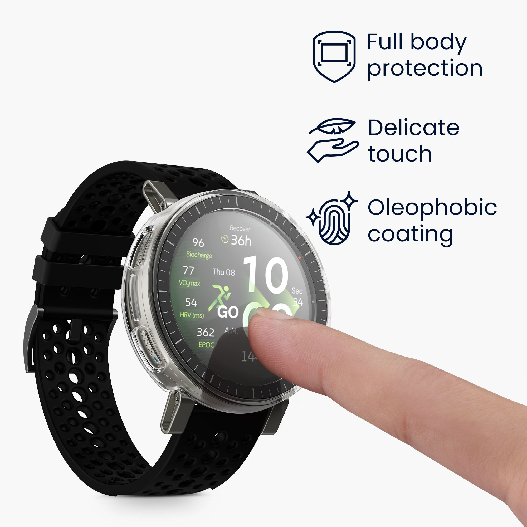2x obal s ochranným sklem pro Amazfit Active3 Premium kwmobile - černá / transparentní