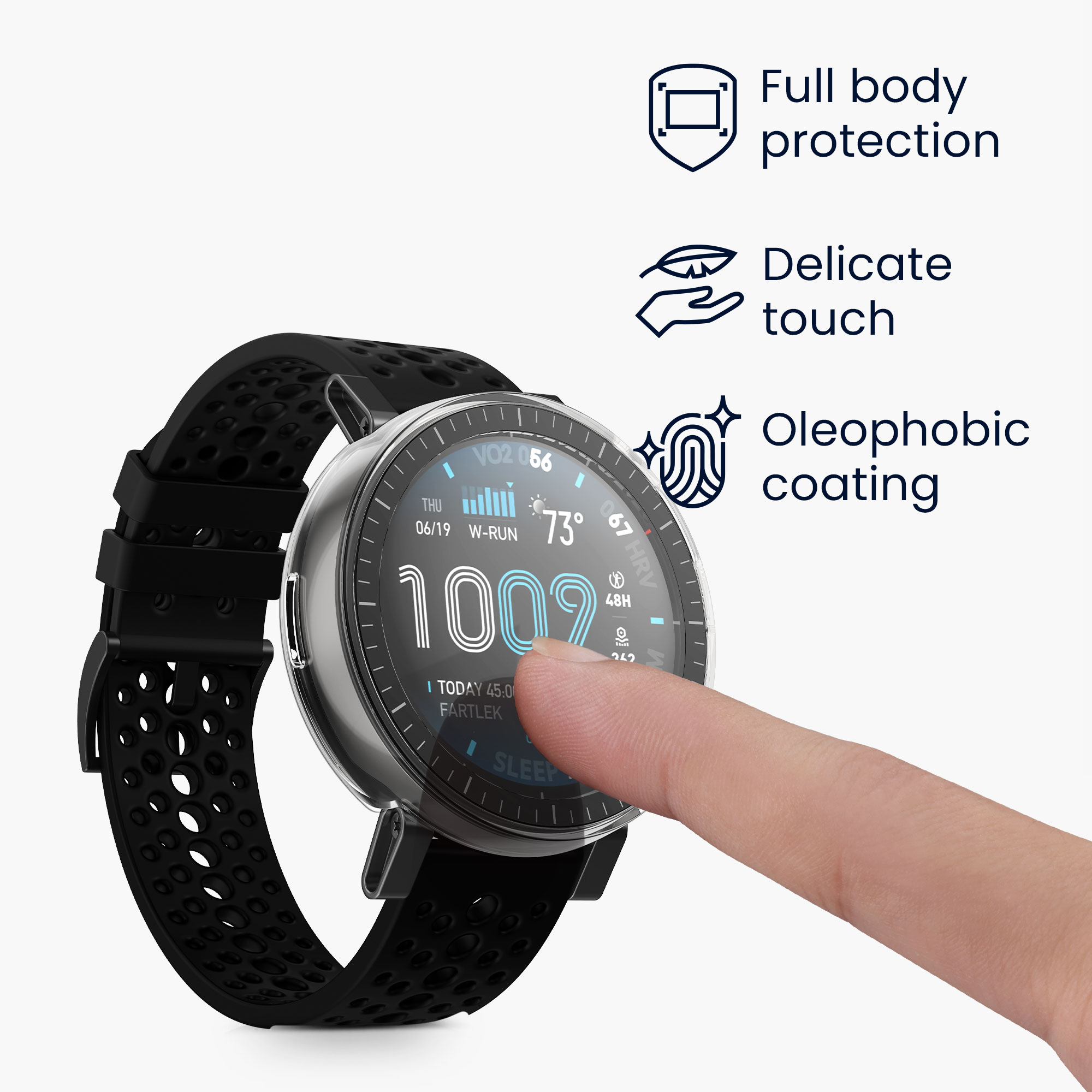 2x obal s ochranným sklem pro Amazfit Active Max A2557 kwmobile - černá / transparentní